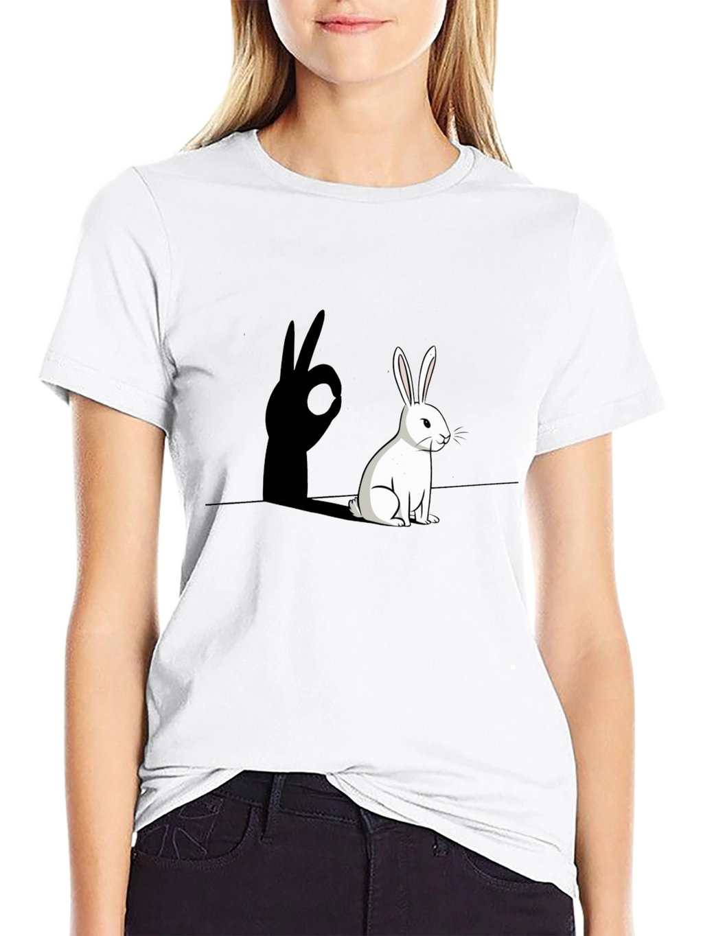 Rabbit Shadow Hand Sign Graphic Tee