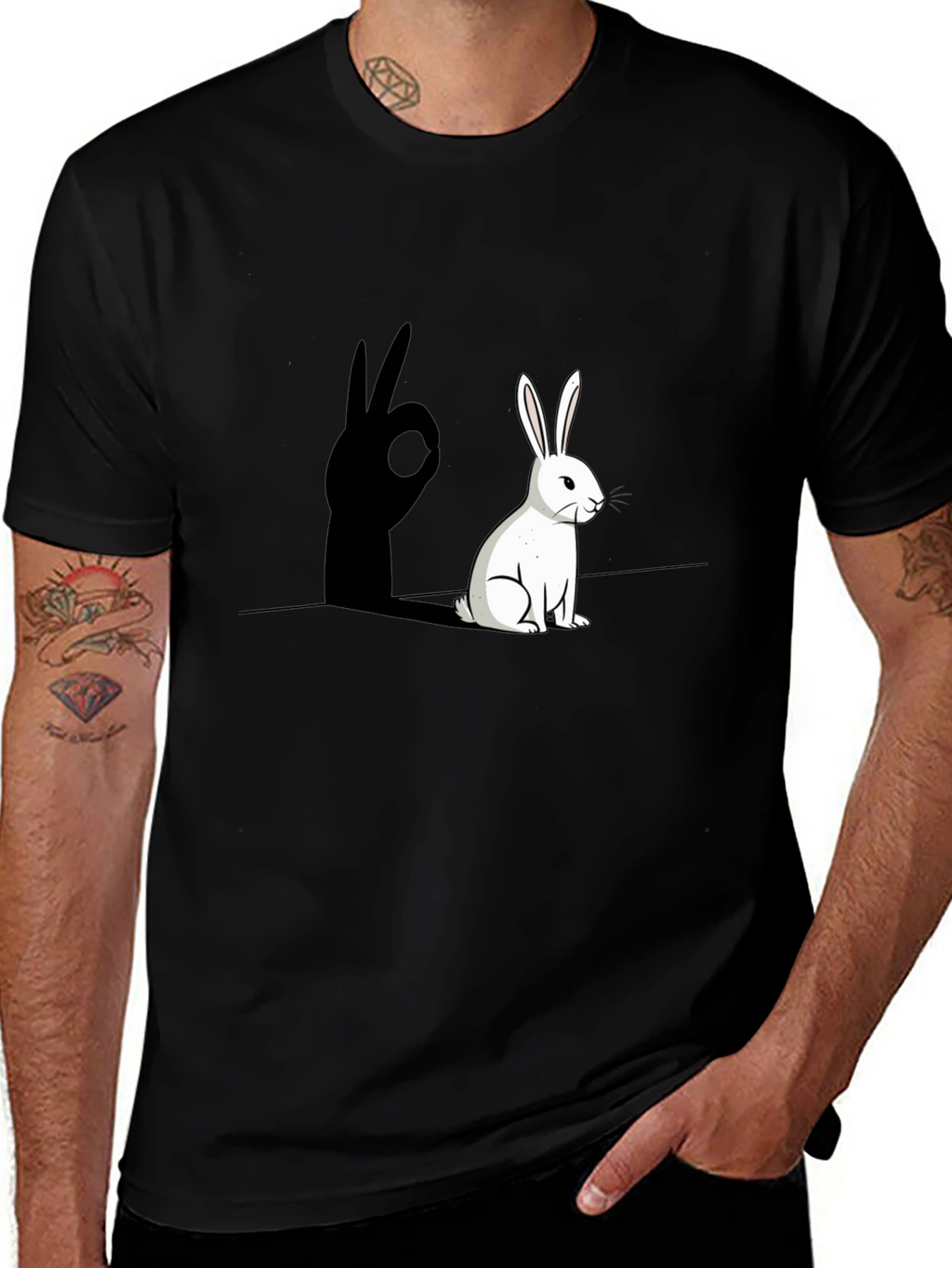 Rabbit Shadow Hand Sign Graphic Tee