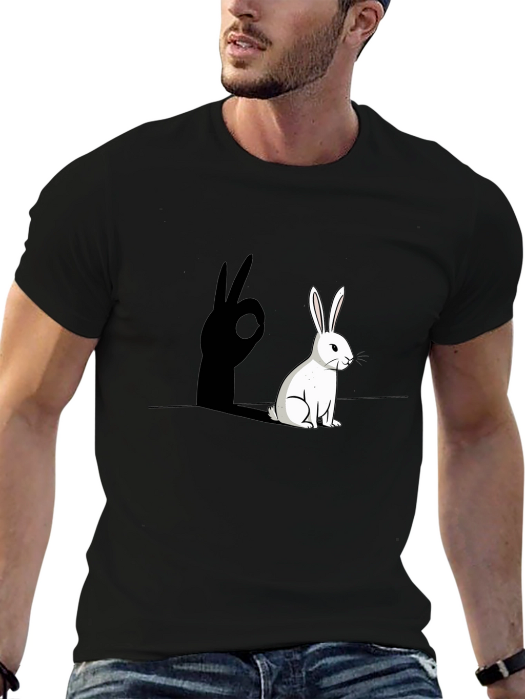 Rabbit Shadow Hand Sign Graphic Tee