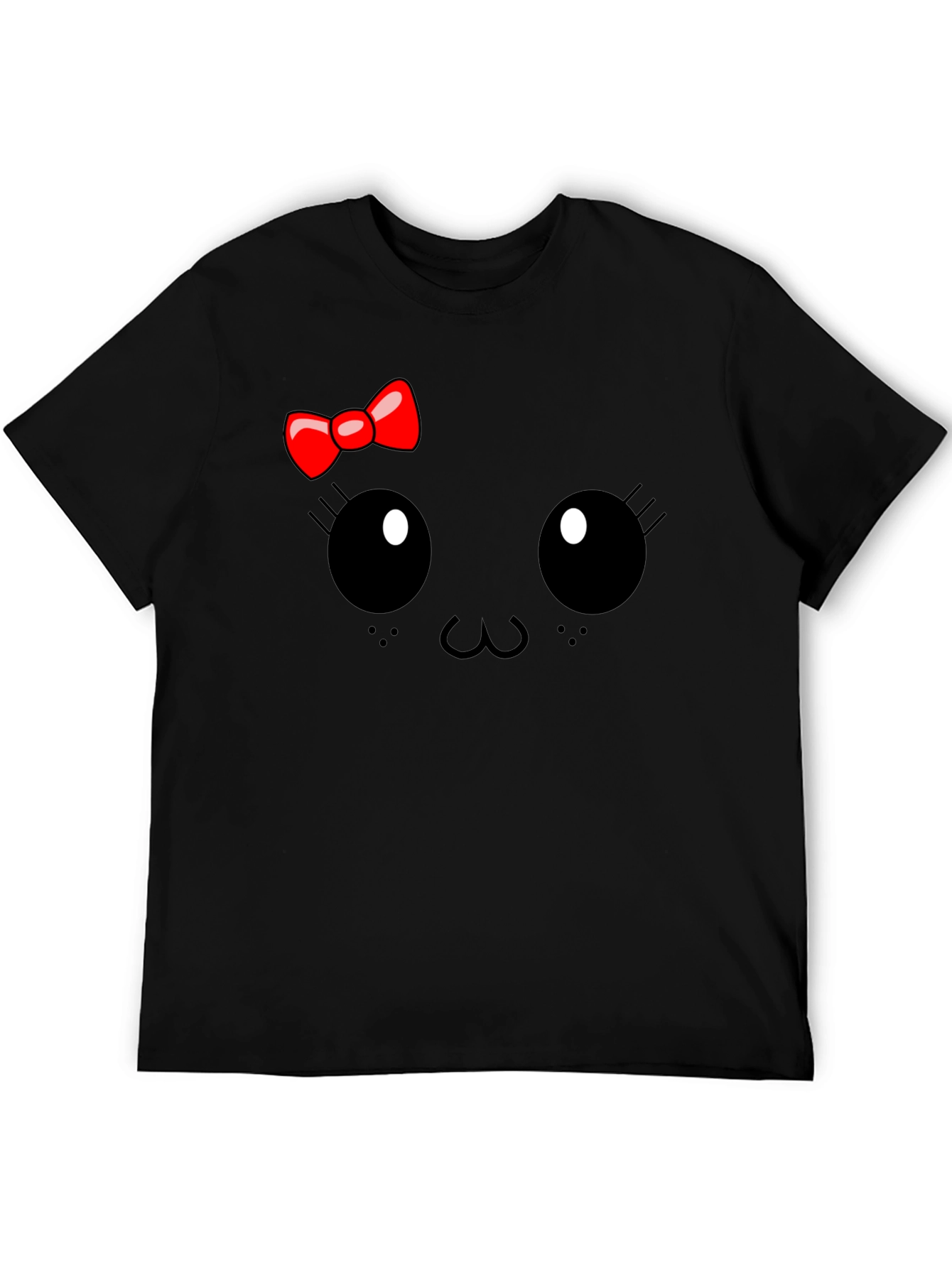 Cute Cartoon Face Black T-Shirt