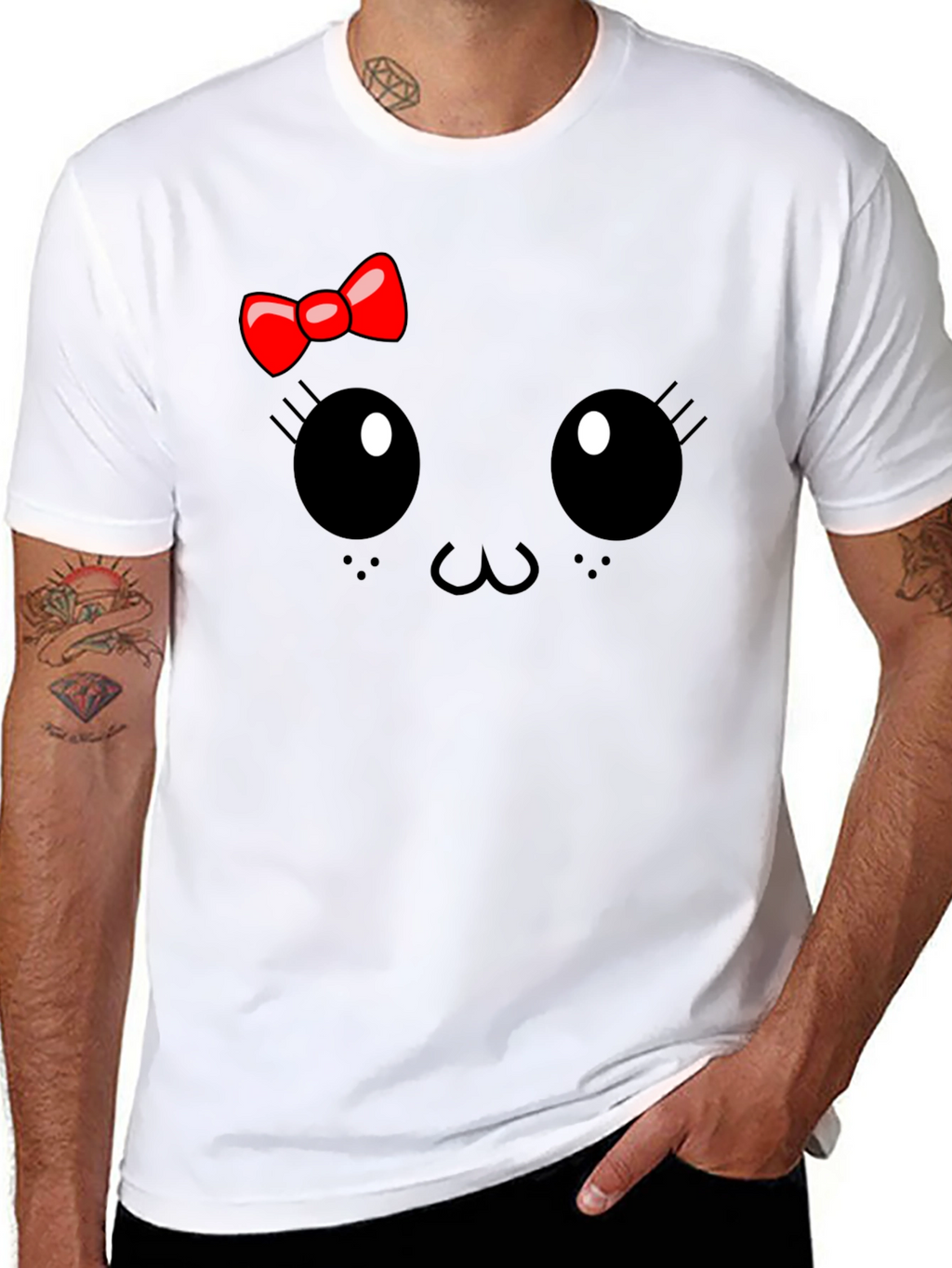 Cute Cartoon Face Black T-Shirt