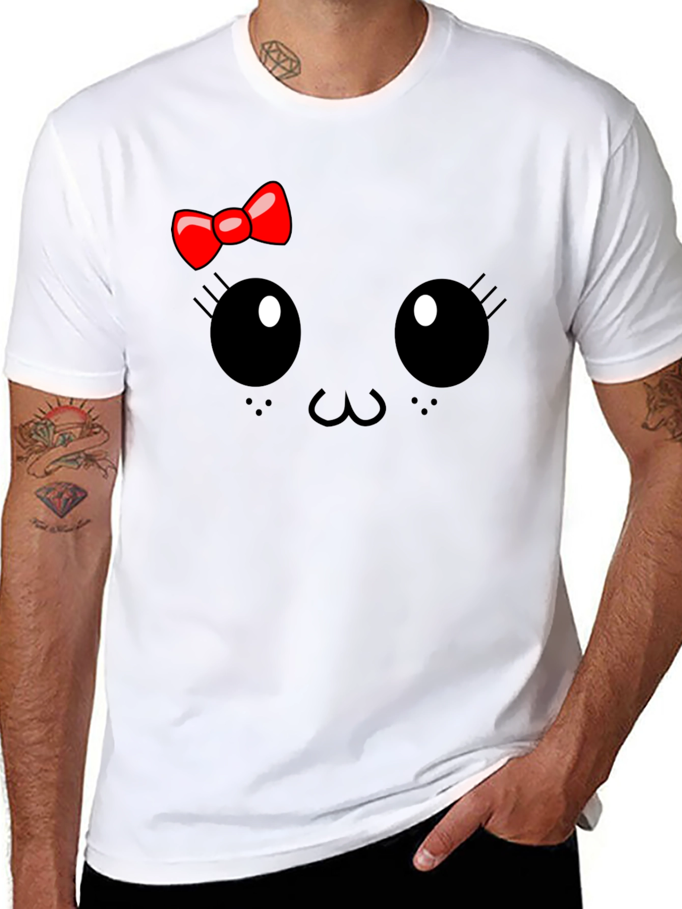 Cute Cartoon Face Black T-Shirt