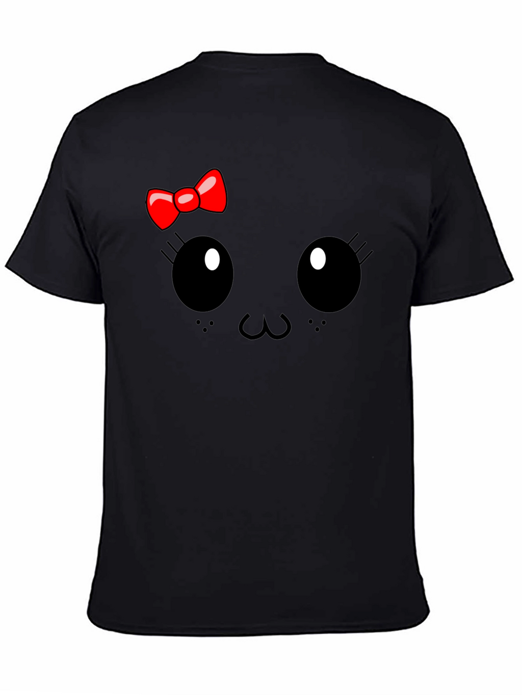 Cute Cartoon Face Black T-Shirt