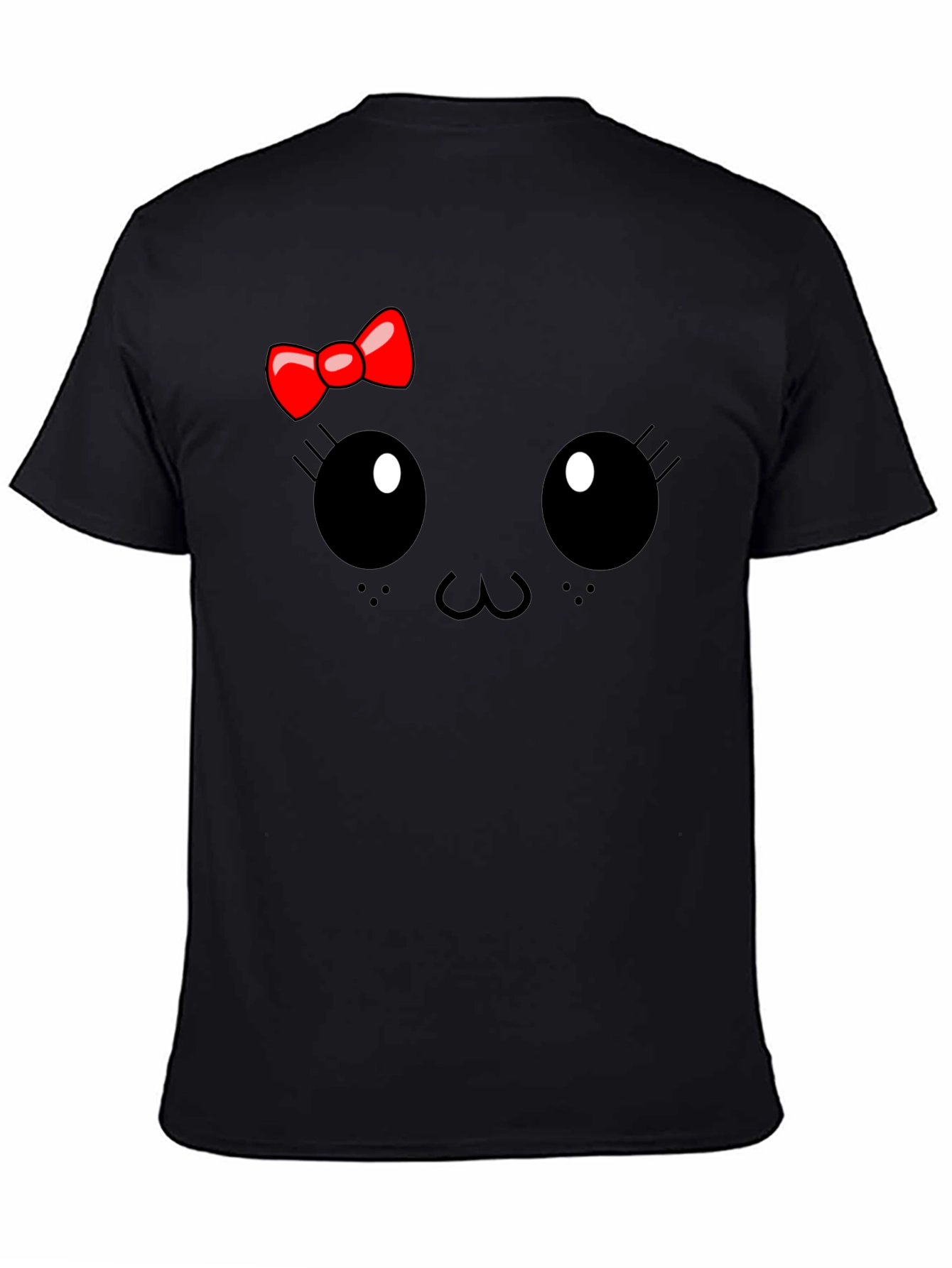 Cute Cartoon Face Black T-Shirt
