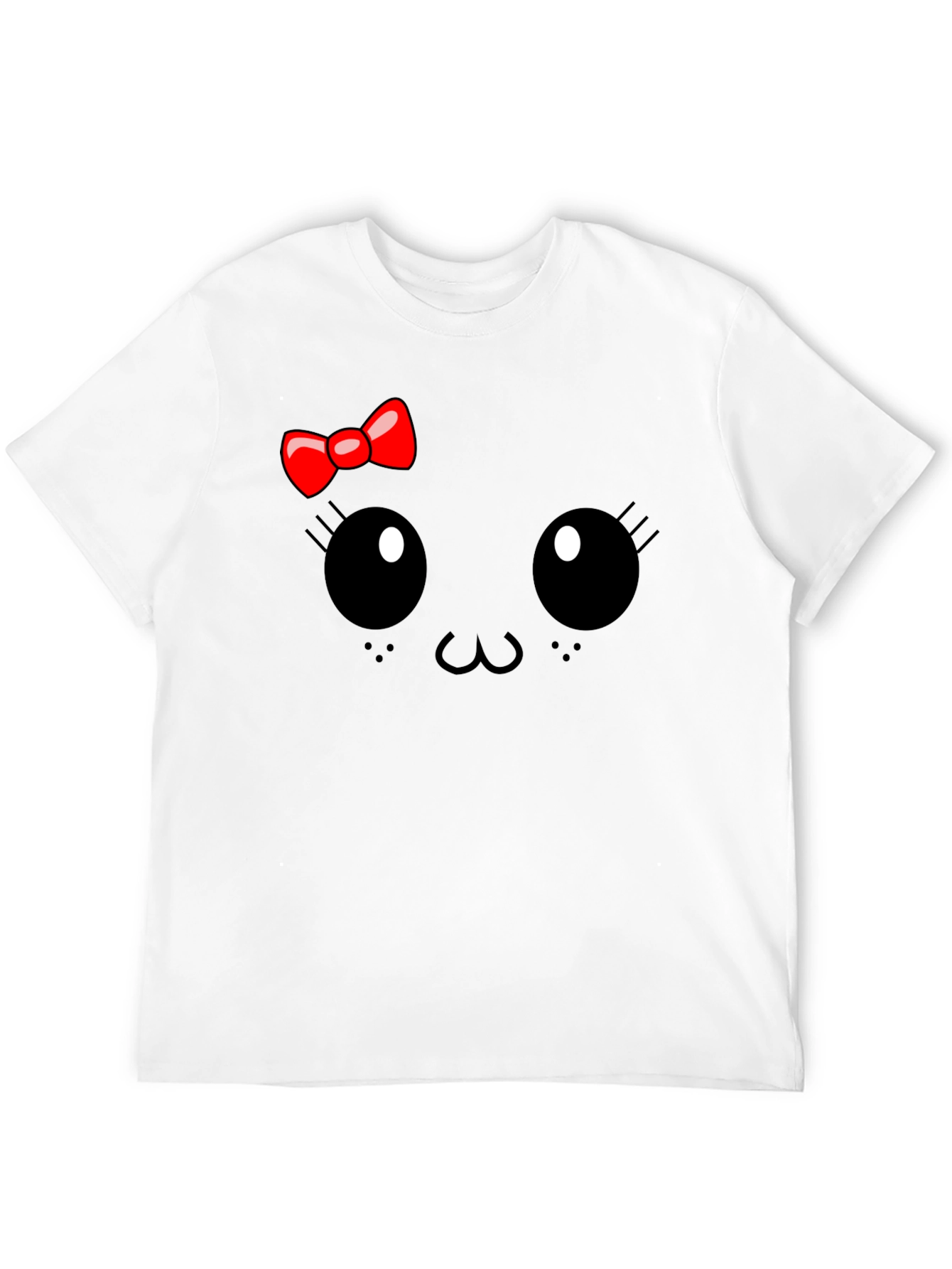 Cute Cartoon Face Black T-Shirt