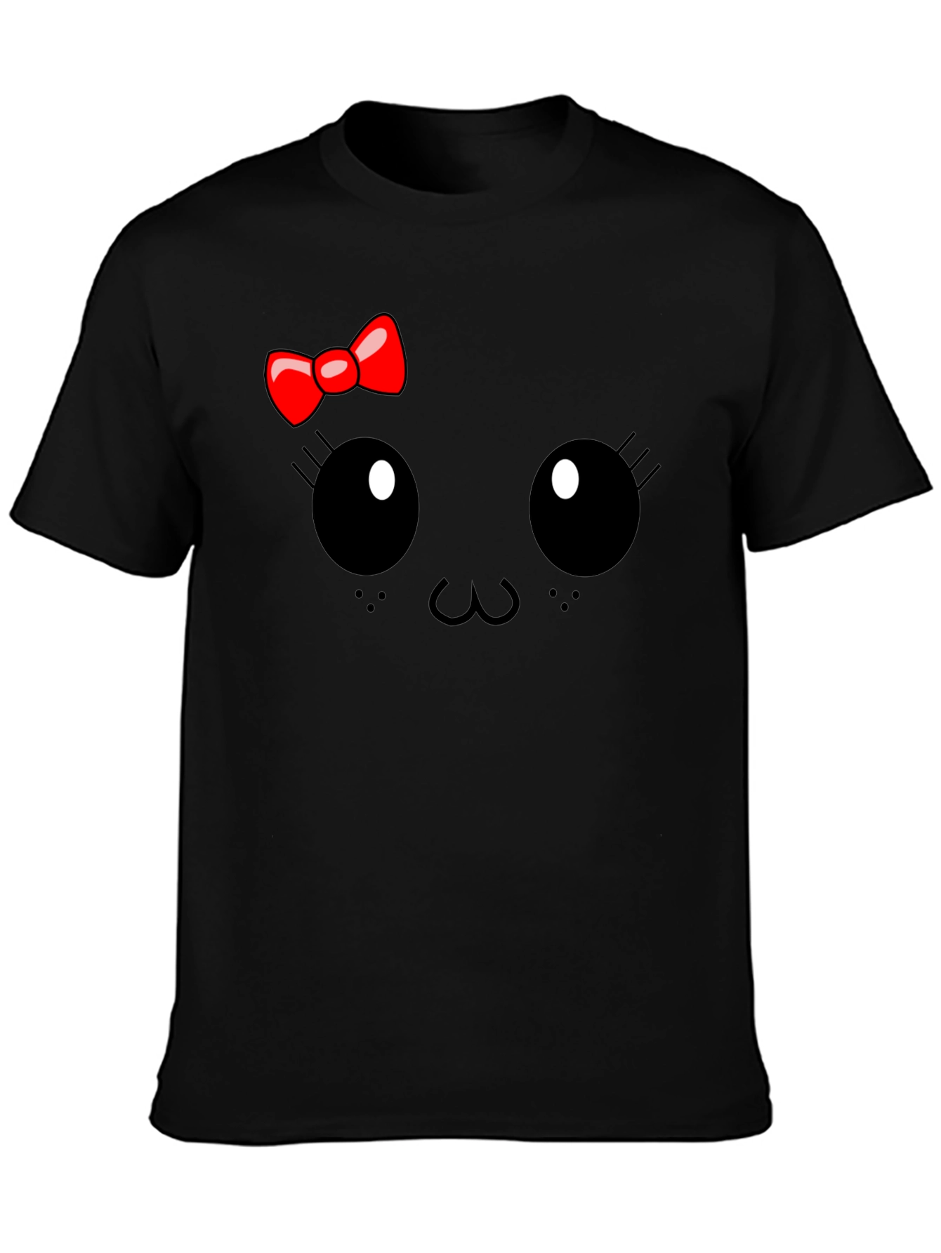 Cute Cartoon Face Black T-Shirt
