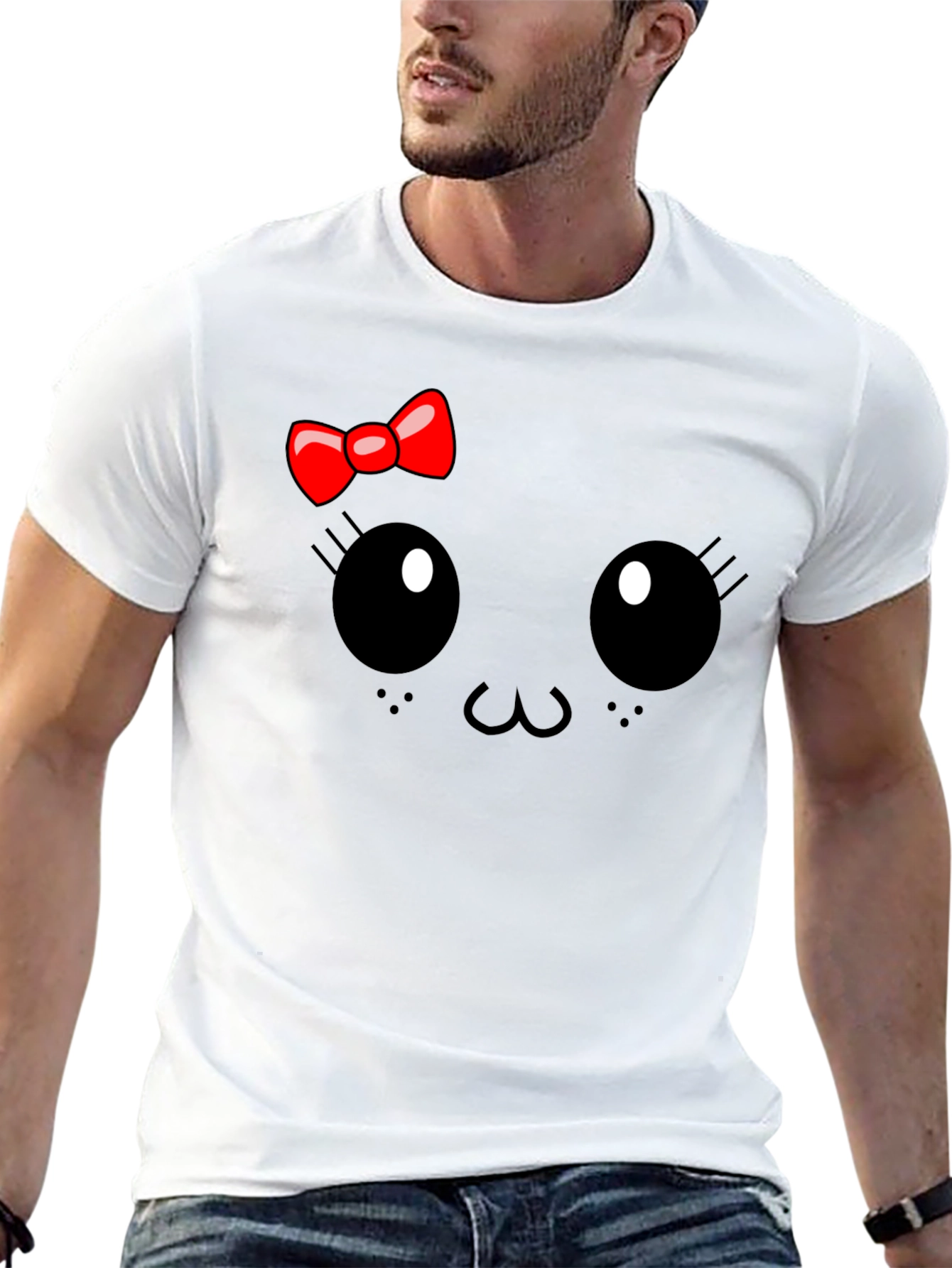 Cute Cartoon Face Black T-Shirt