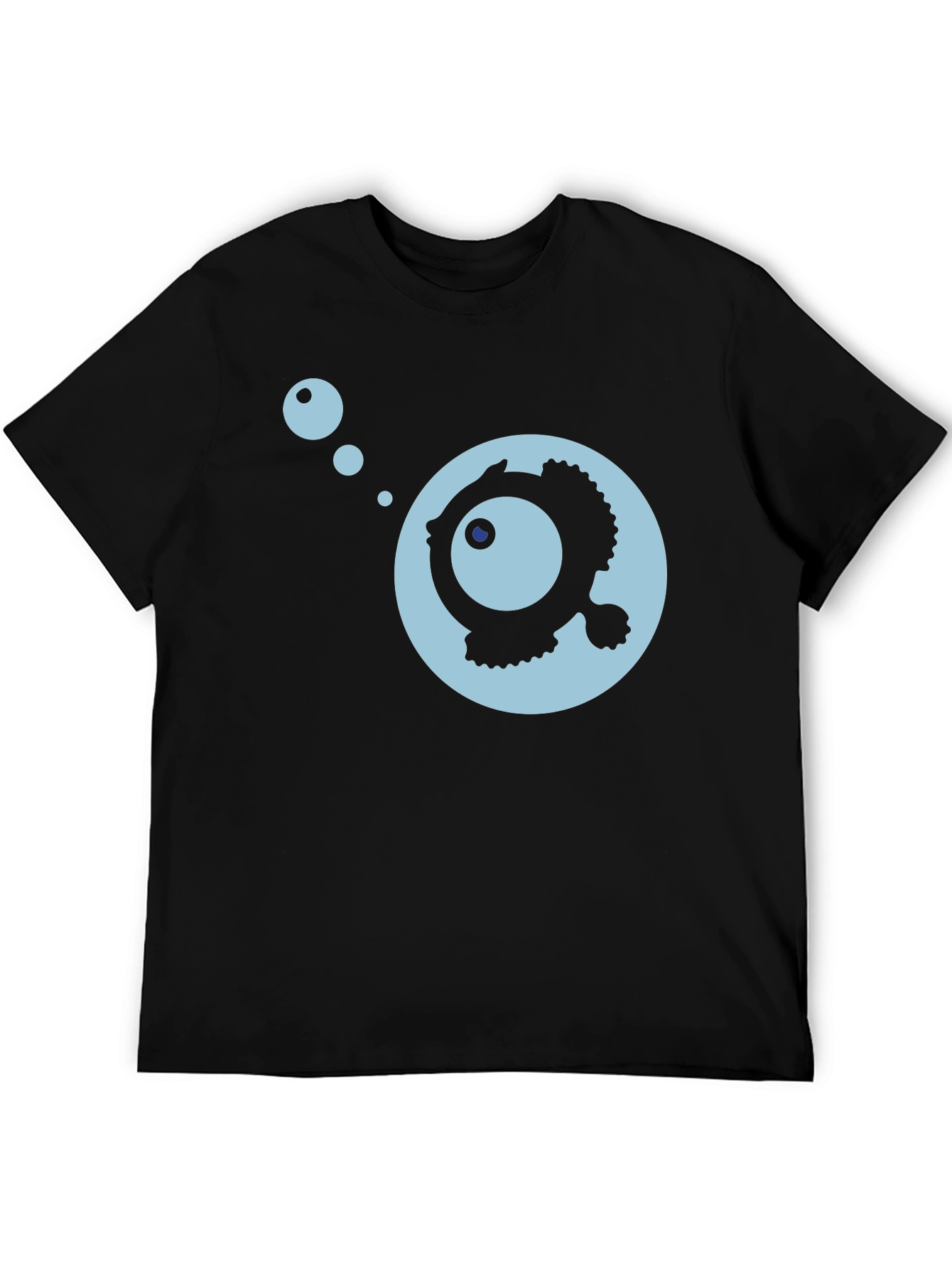 Cartoon Fish Graphic Black T-Shirt