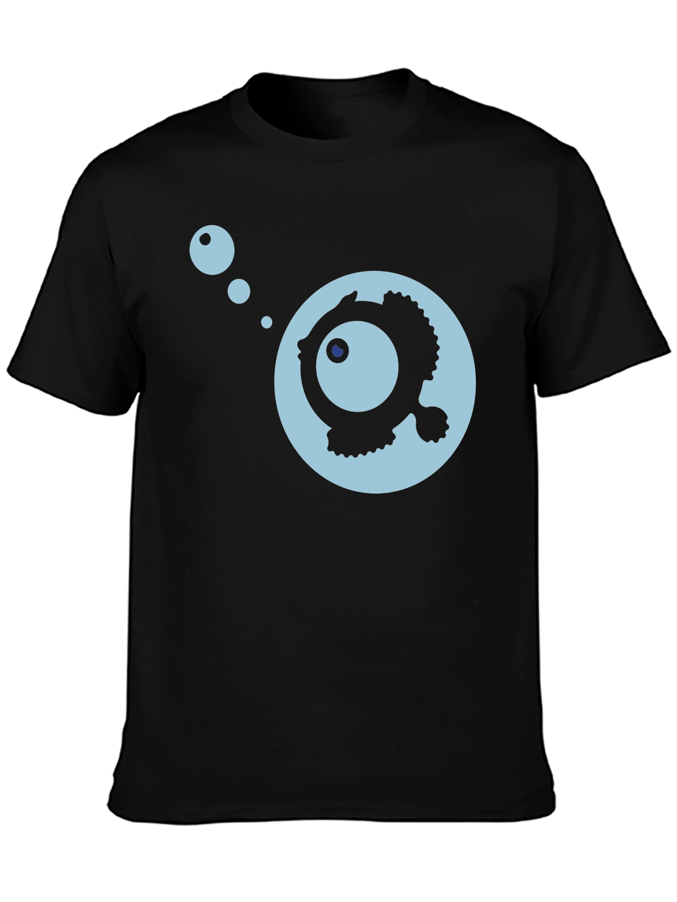 Cartoon Fish Graphic Black T-Shirt
