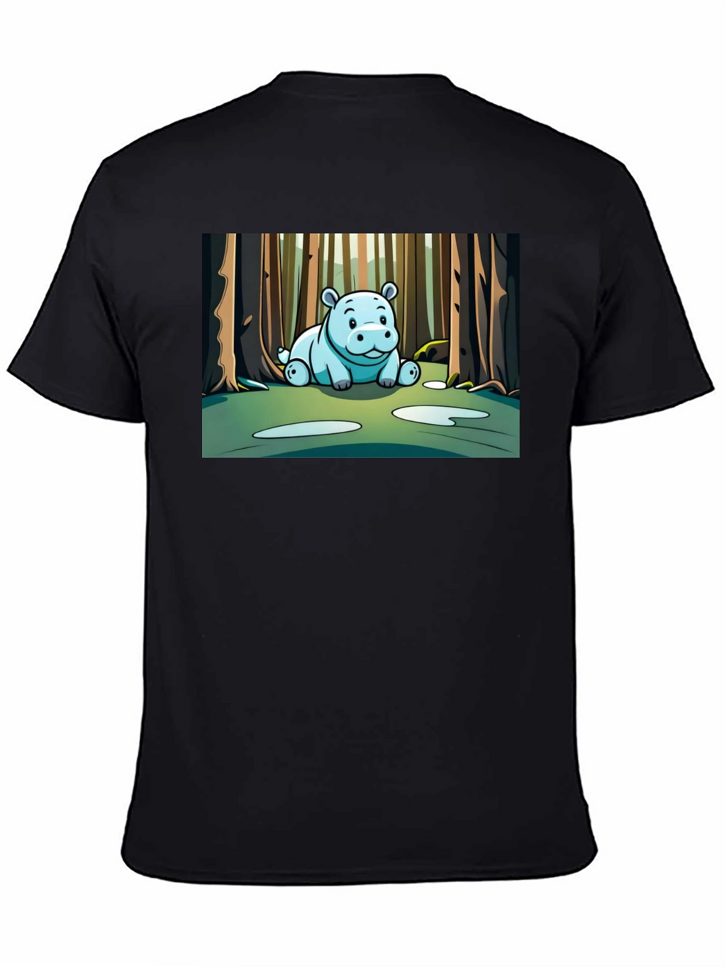 Cute Hippo Cartoon Forest T-Shirt
