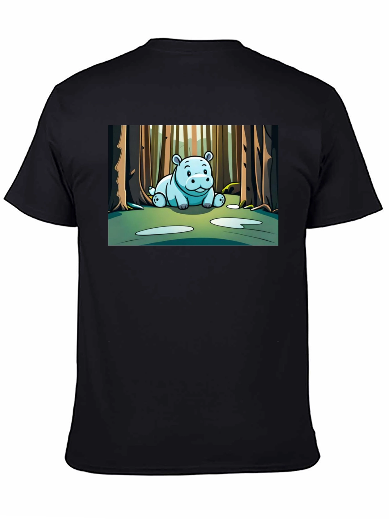 Cute Hippo Cartoon Forest T-Shirt