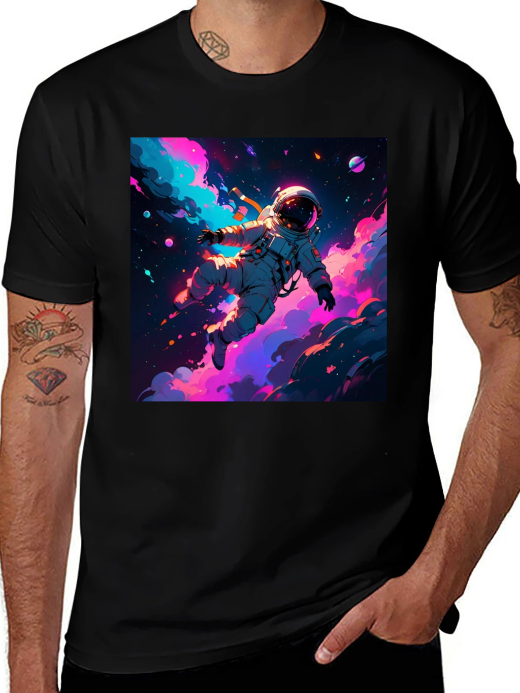 Astronaut Galaxy Graphic Tee - Black