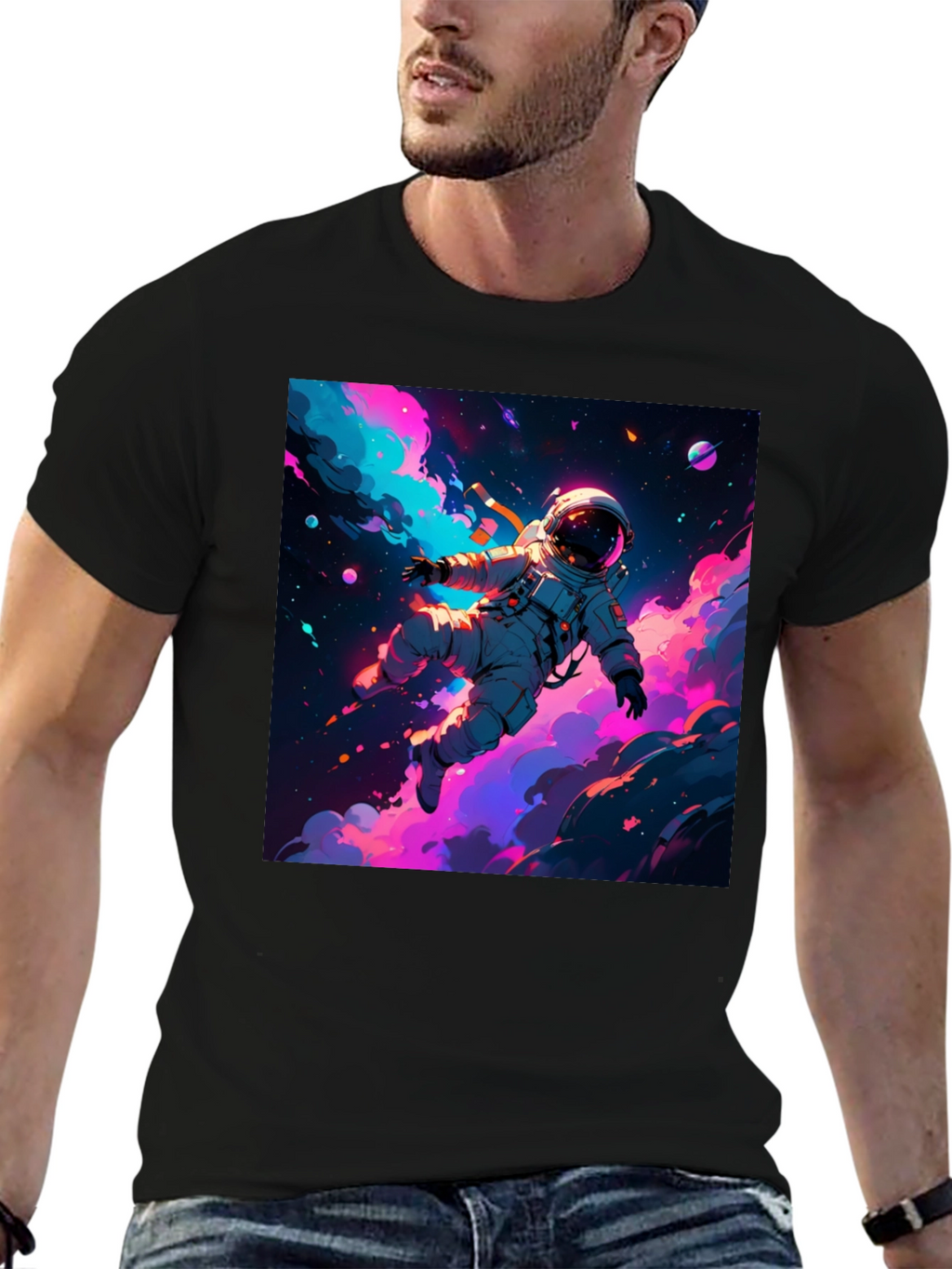 Astronaut Galaxy Graphic Tee - Black