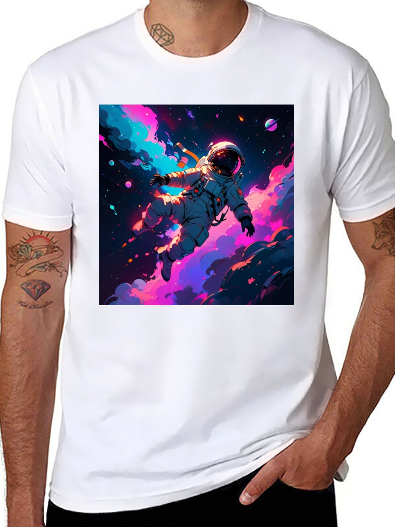 Astronaut Galaxy Graphic Tee - Black