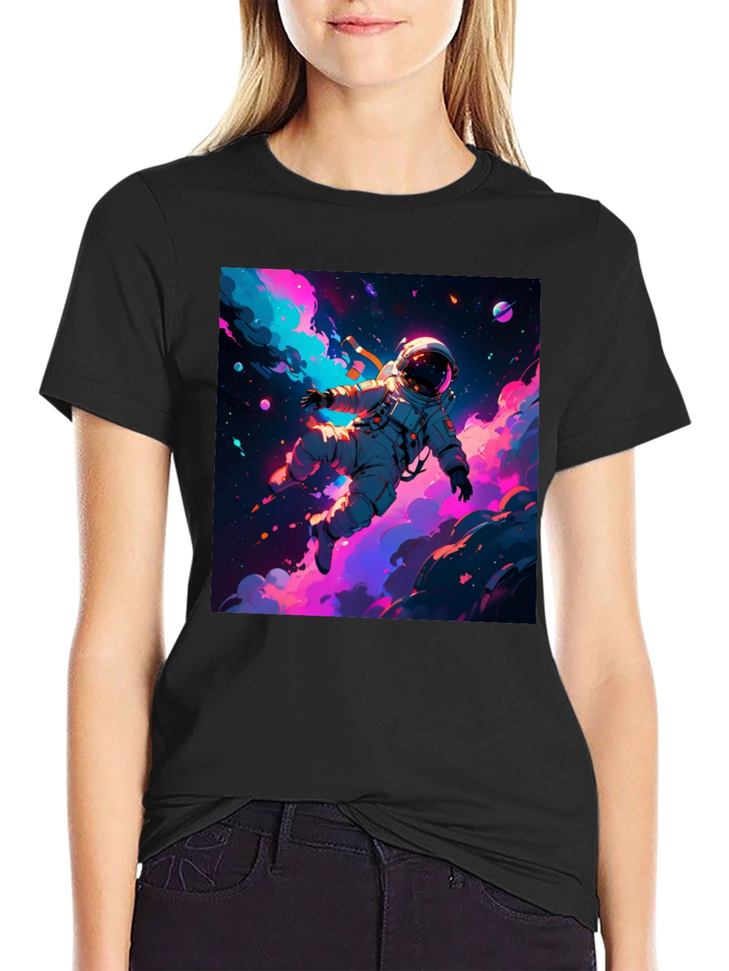 Astronaut Galaxy Graphic Tee - Black