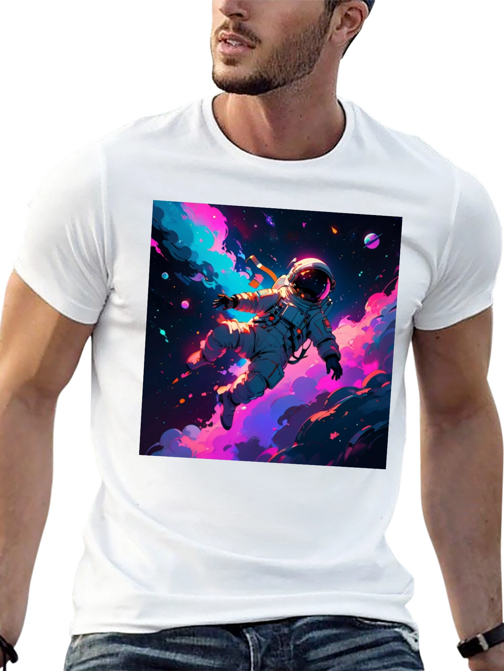 Astronaut Galaxy Graphic Tee - Black