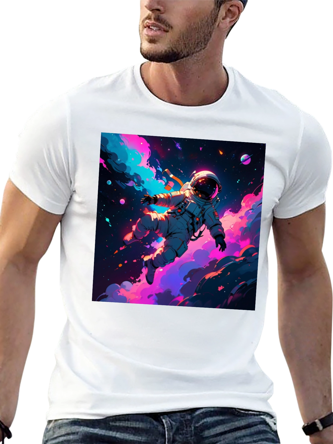Astronaut Galaxy Graphic Tee - Black