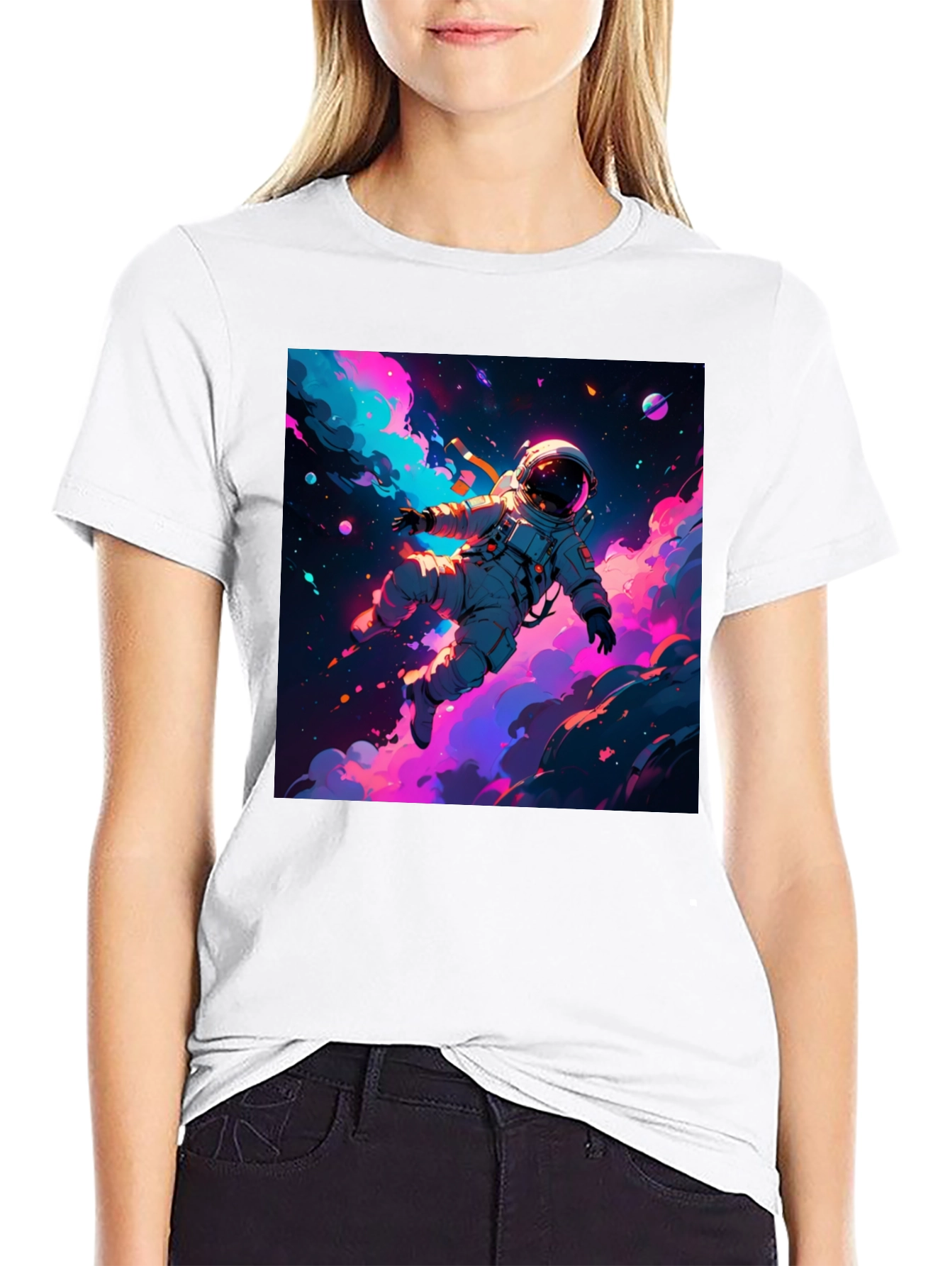 Astronaut Galaxy Graphic Tee - Black