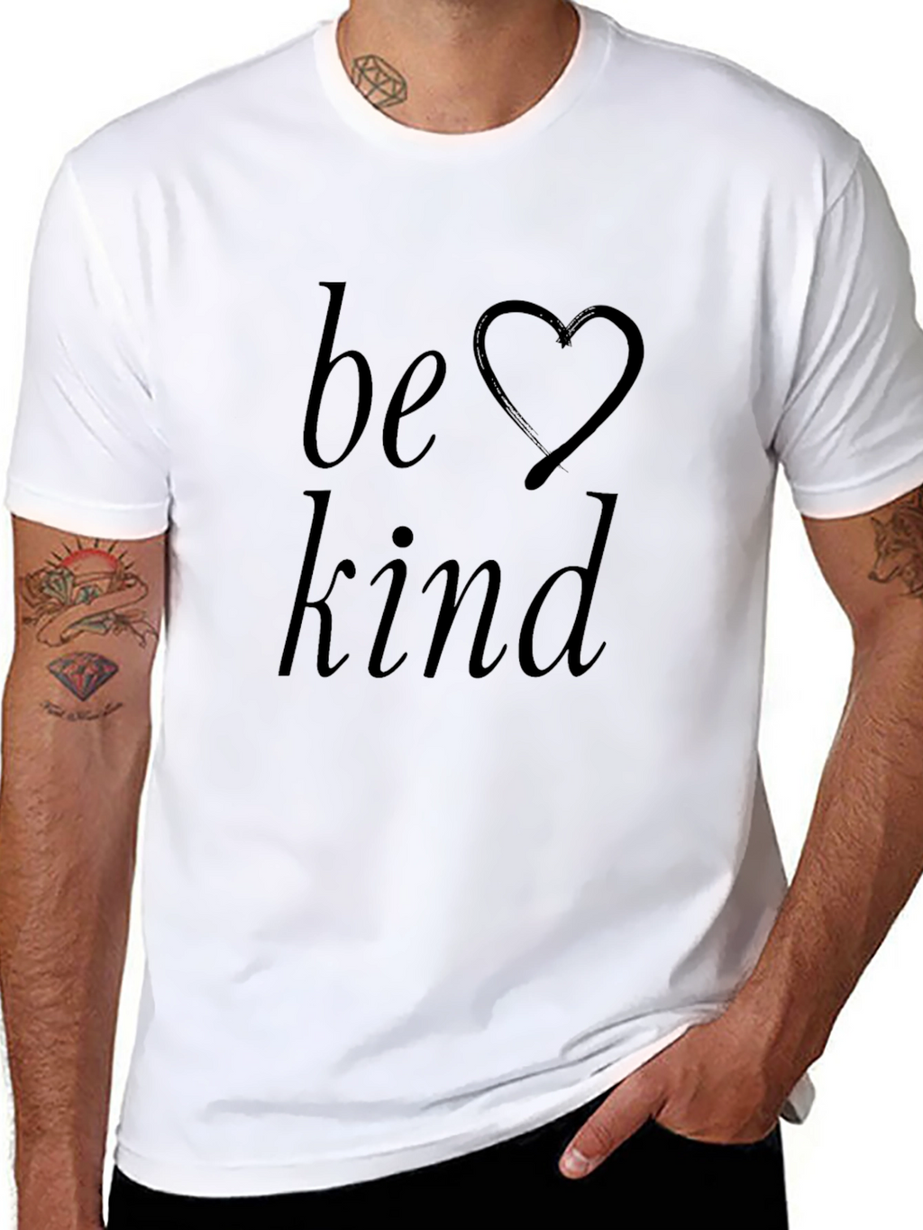 Be Kind Black T-Shirt with Heart Graphic
