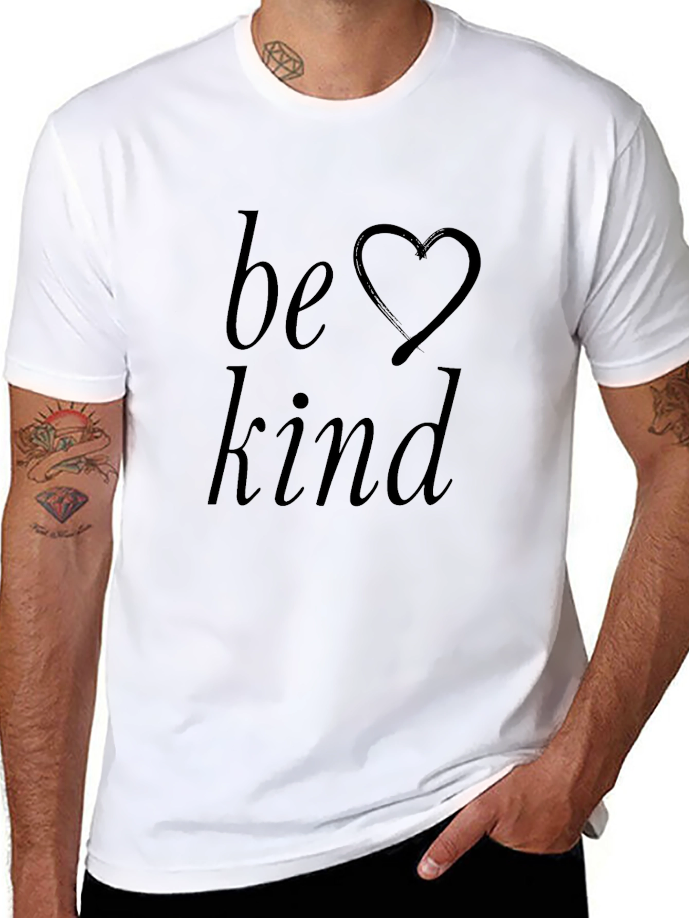 Be Kind Black T-Shirt with Heart Graphic