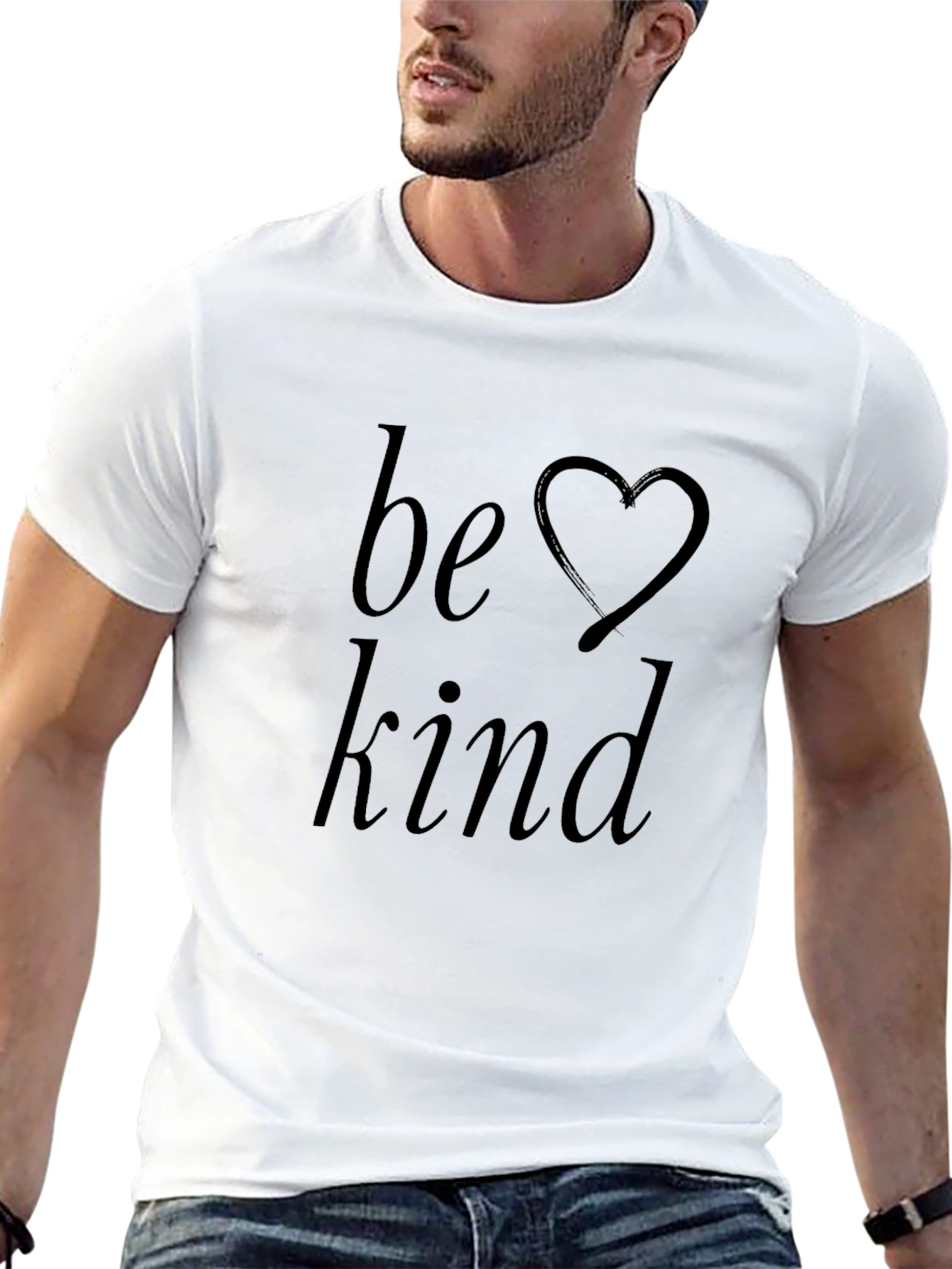 Be Kind Black T-Shirt with Heart Graphic