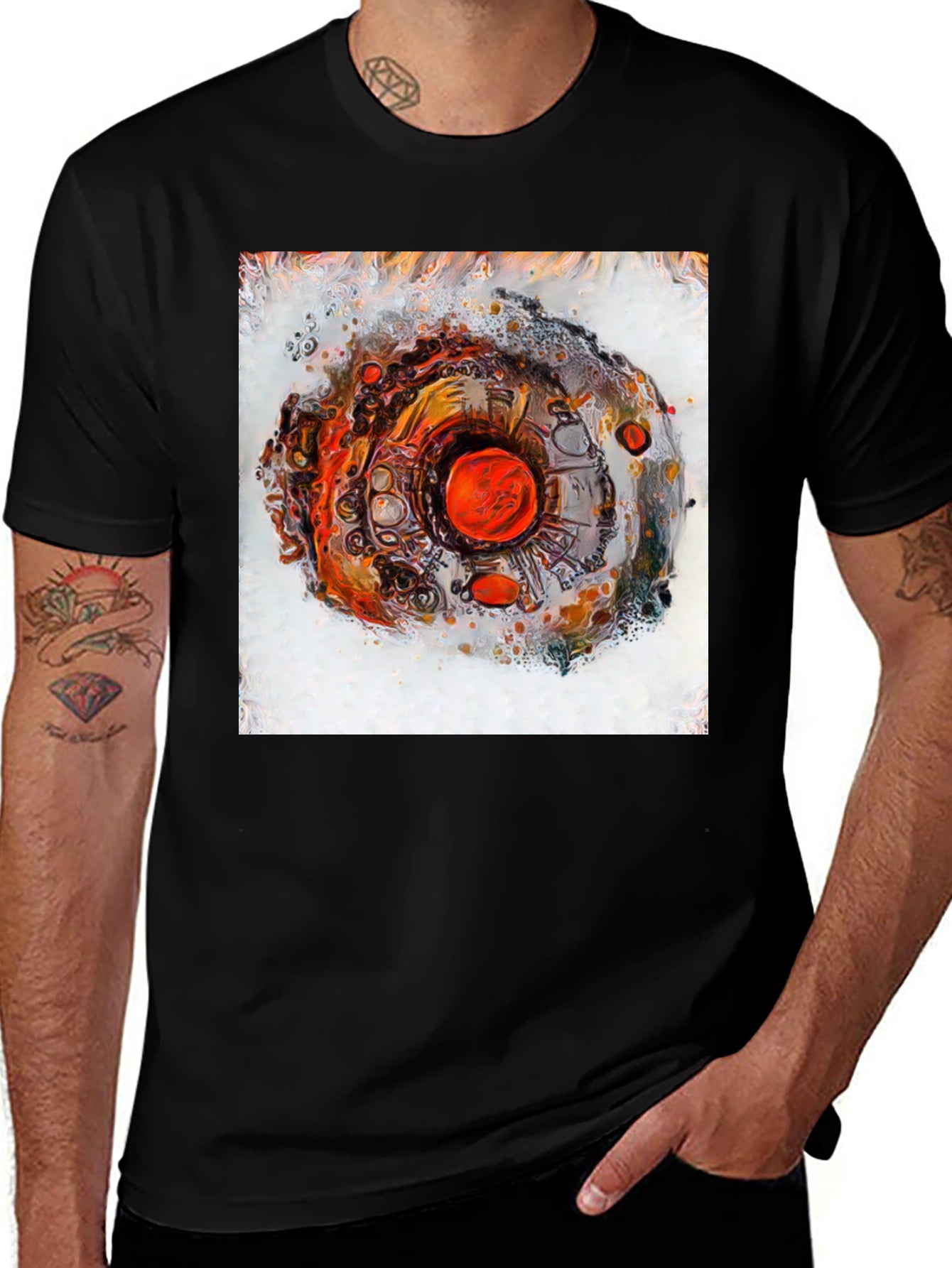 Abstract Eye Design Mens Black T-Shirt