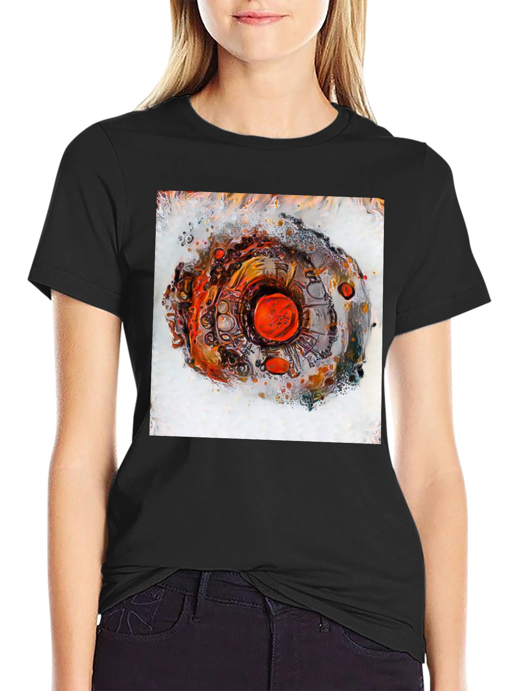 Abstract Eye Design Mens Black T-Shirt