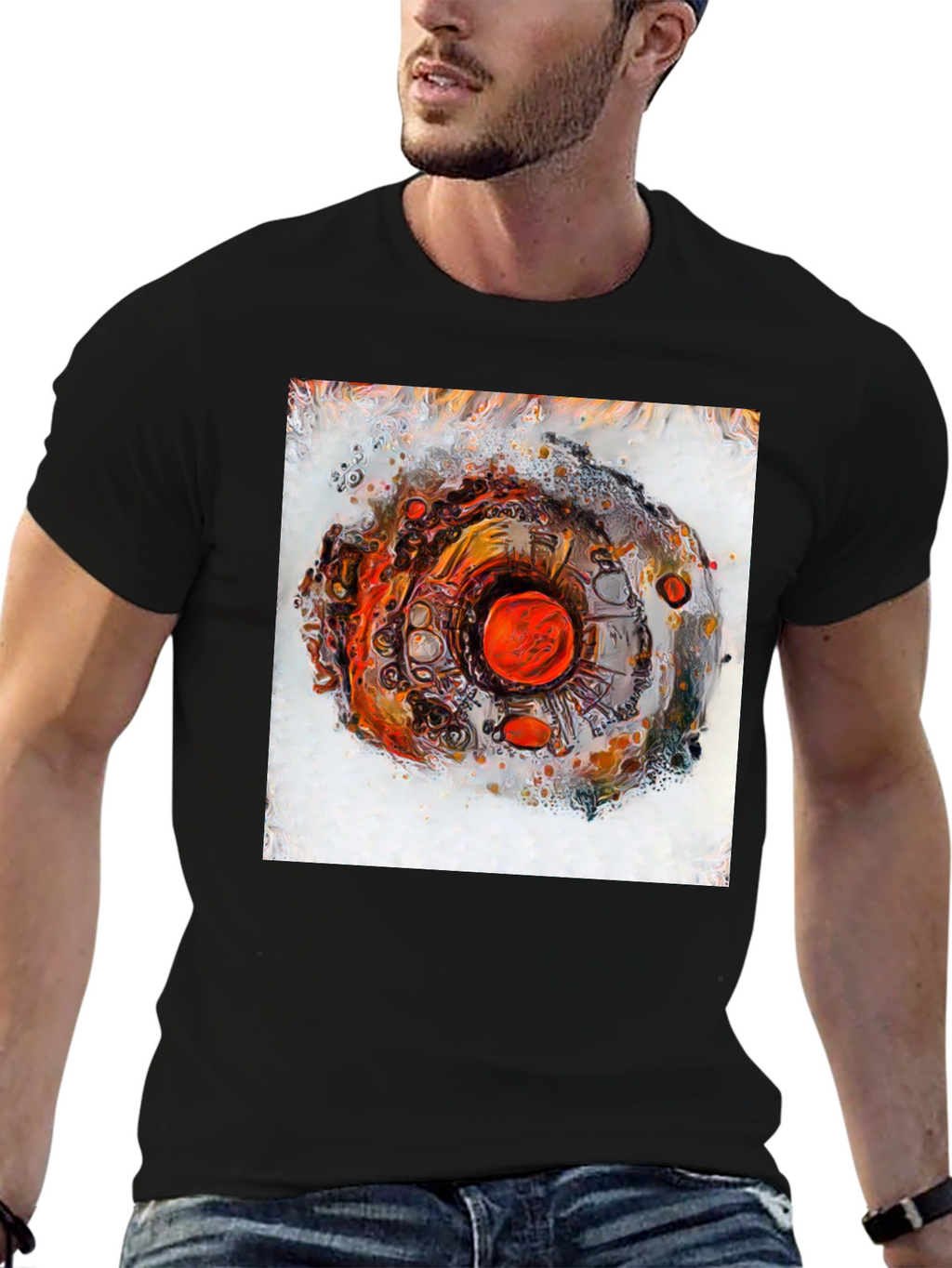 Abstract Eye Design Mens Black T-Shirt