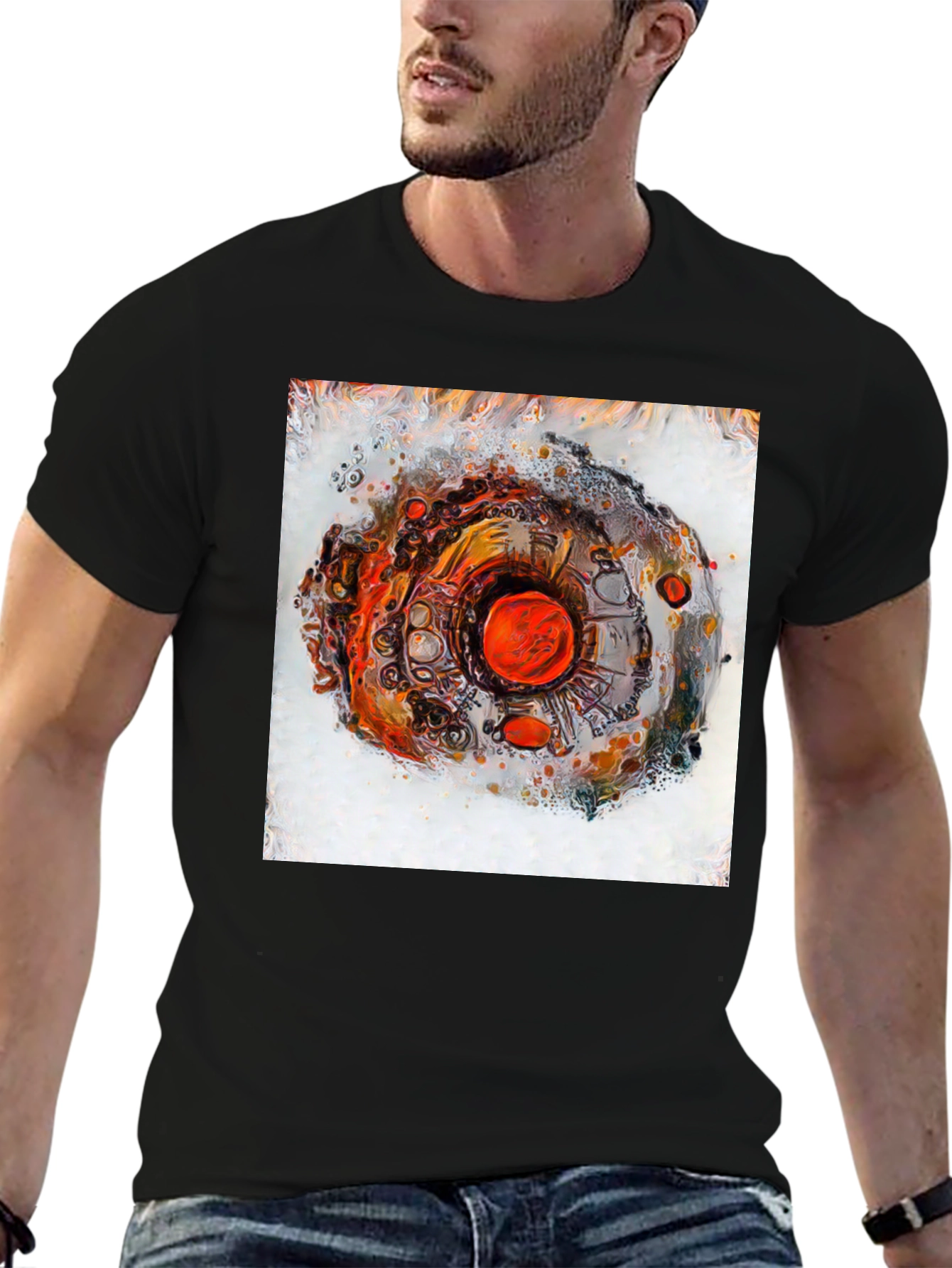 Abstract Eye Design Mens Black T-Shirt