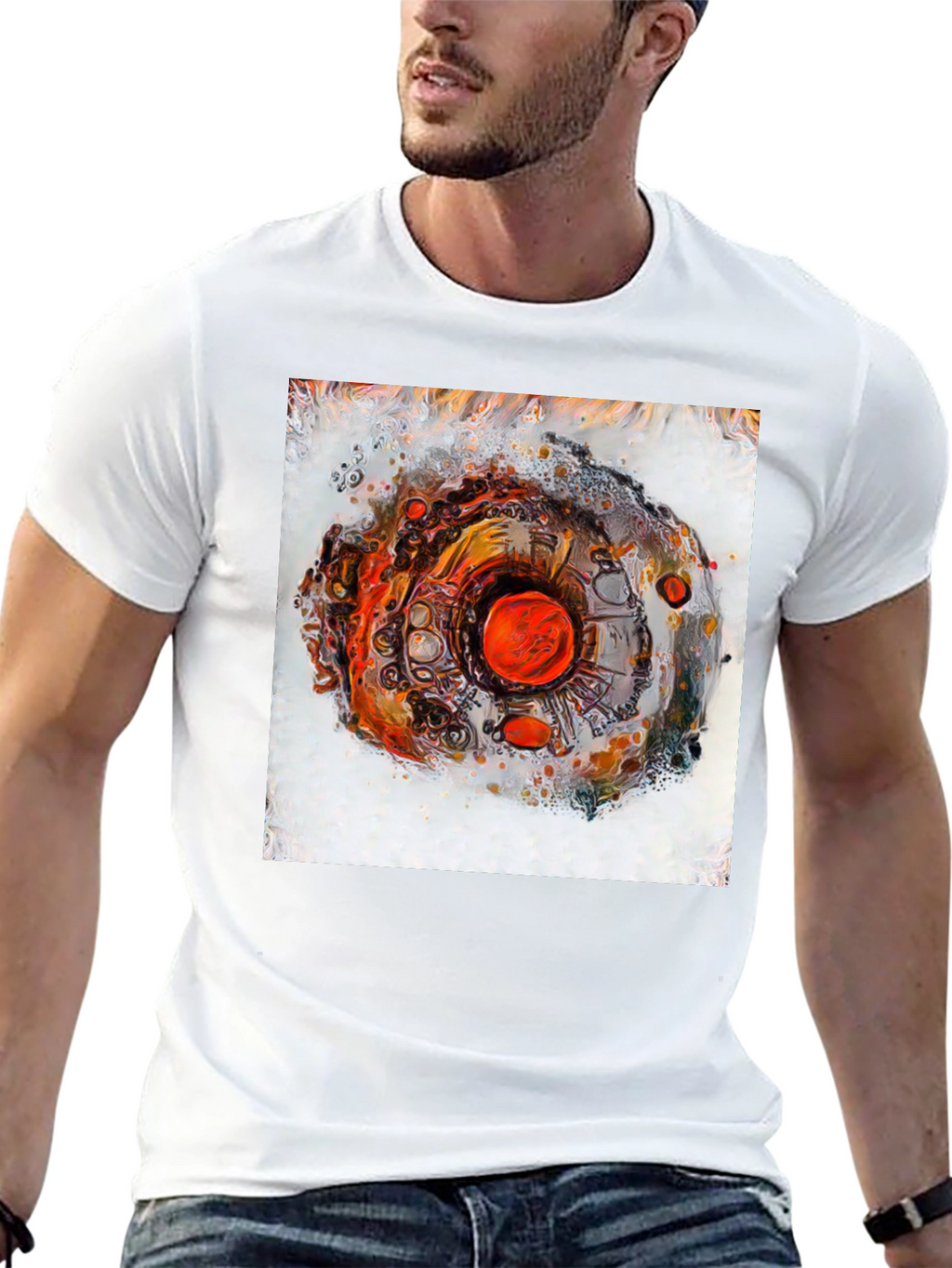 Abstract Eye Design Mens Black T-Shirt