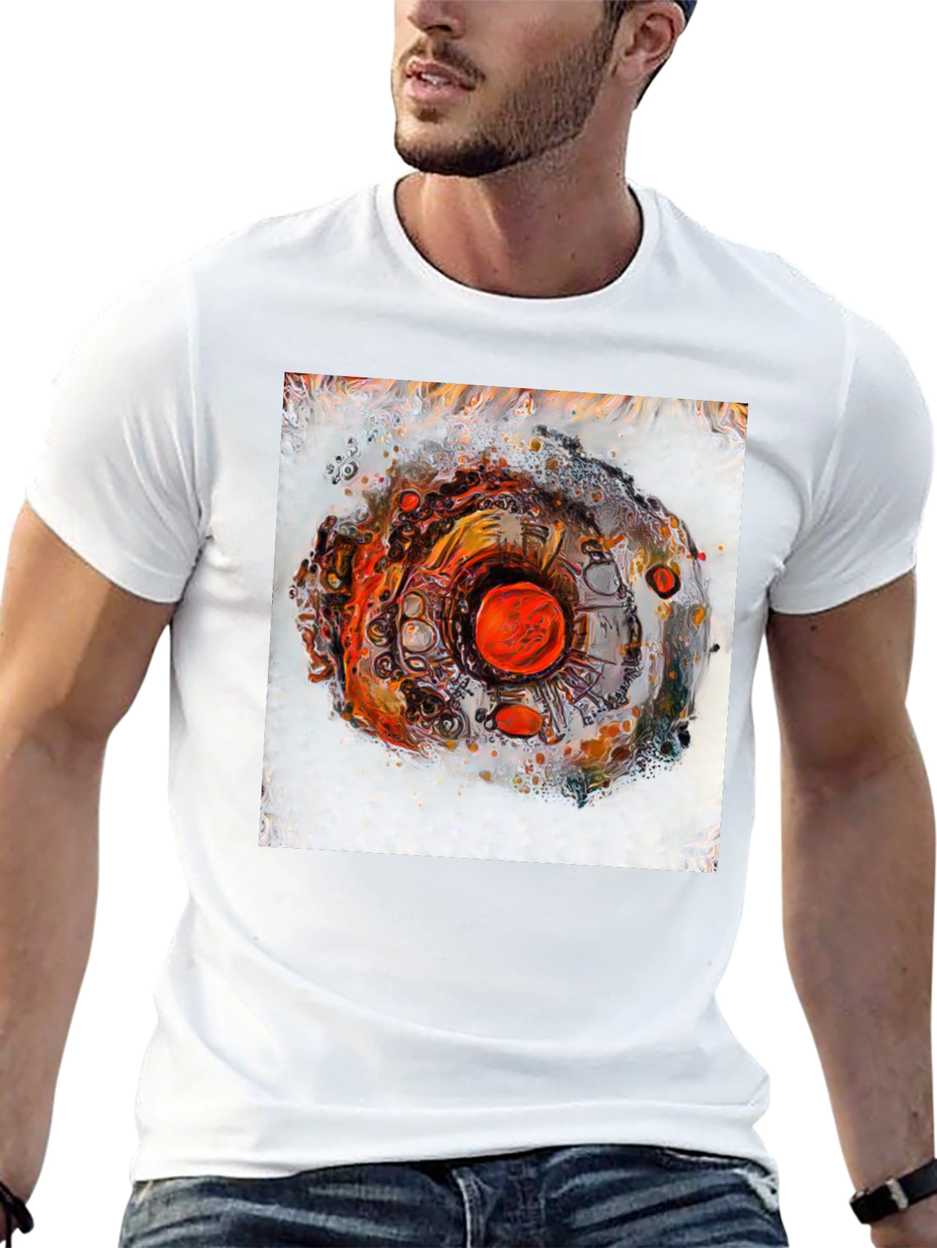 Abstract Eye Design Mens Black T-Shirt