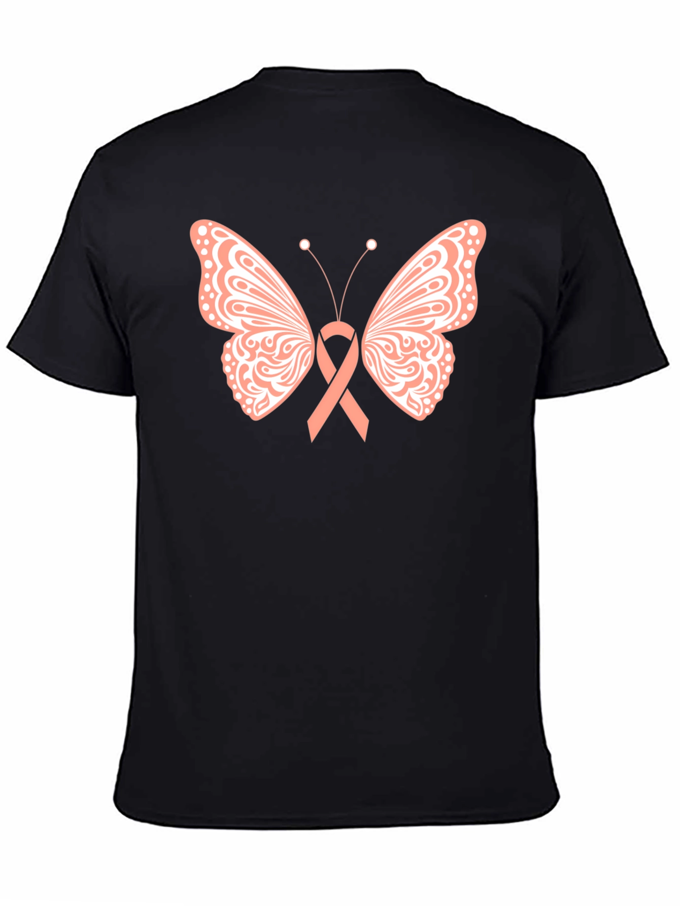 Butterfly Ribbon T-Shirt Breast Cancer Awareness Black Tee