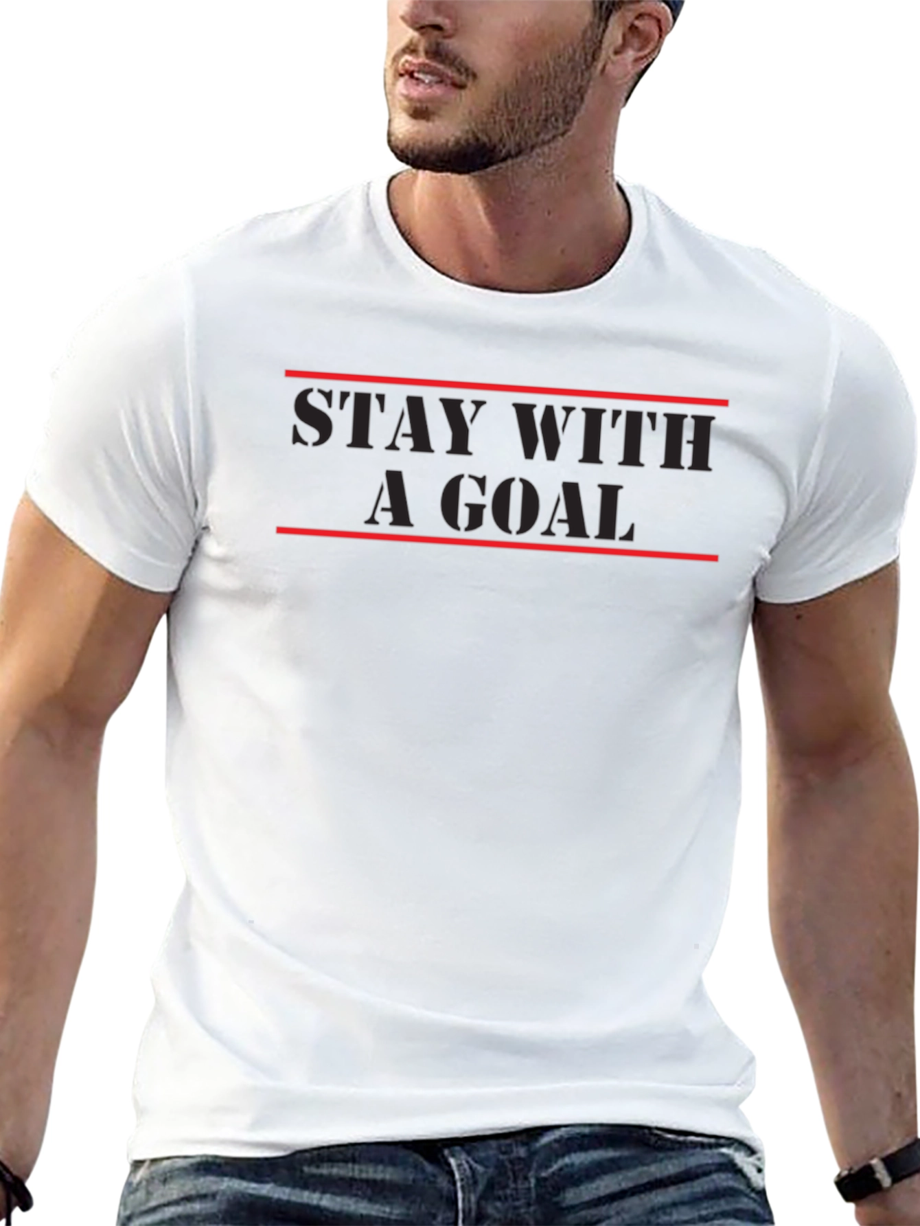 Stay With A Goal Black Graphic Tee