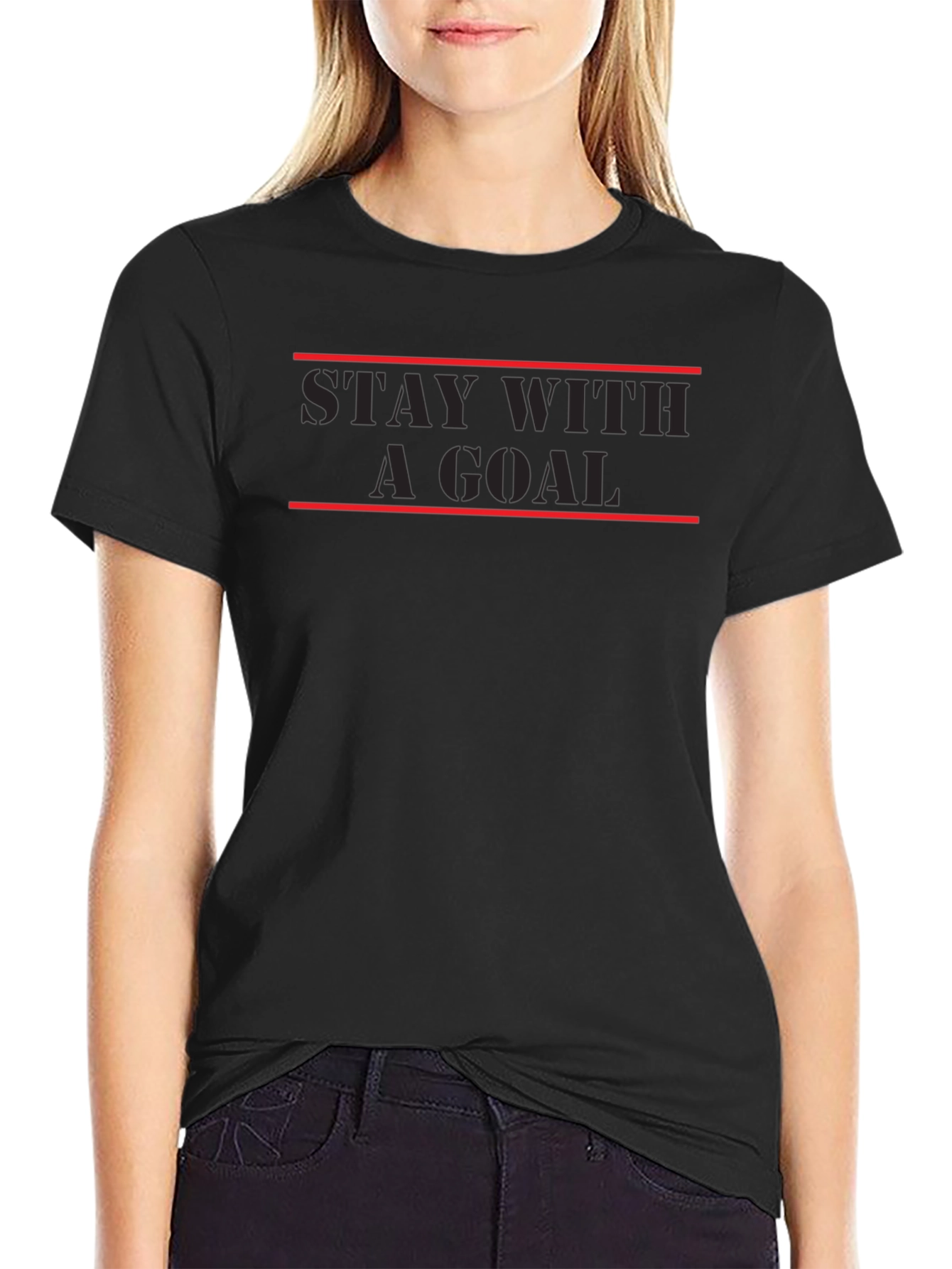 Stay With A Goal Black Graphic Tee