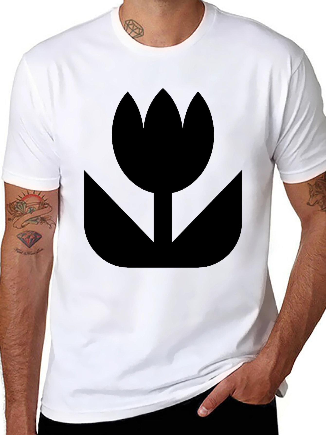 Black Tulip Graphic Tee - Stylish Unisex Design