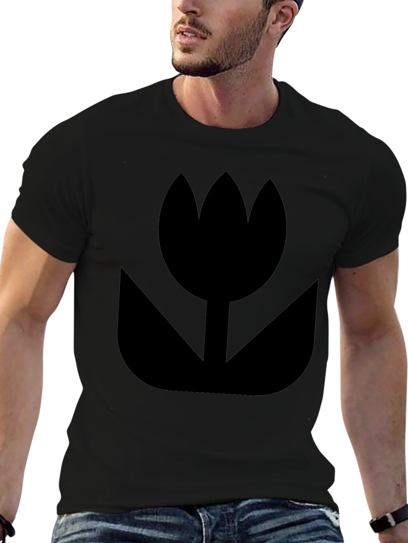 Black Tulip Graphic Tee - Stylish Unisex Design