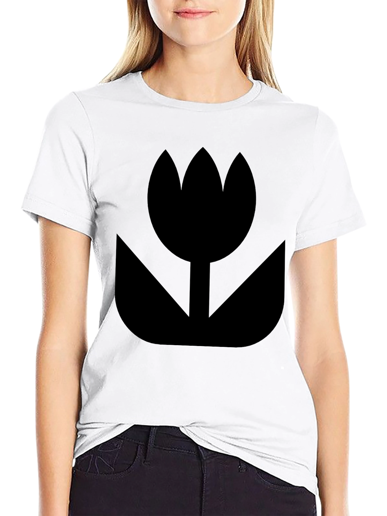 Black Tulip Graphic Tee - Stylish Unisex Design