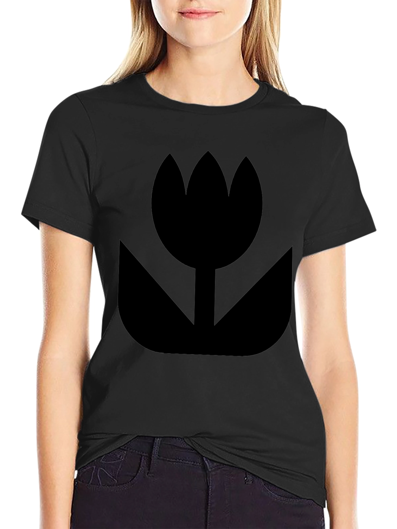 Black Tulip Graphic Tee - Stylish Unisex Design