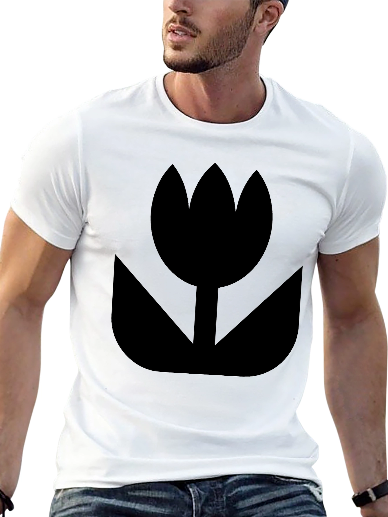 Black Tulip Graphic Tee - Stylish Unisex Design