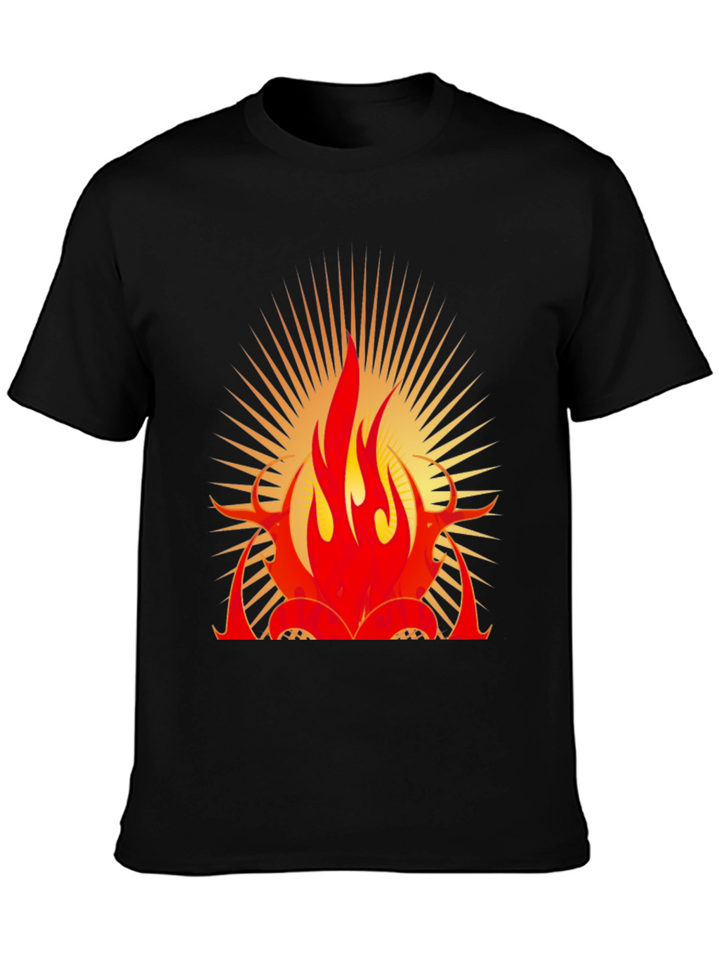 Bold Flame Graphic Black T-Shirt