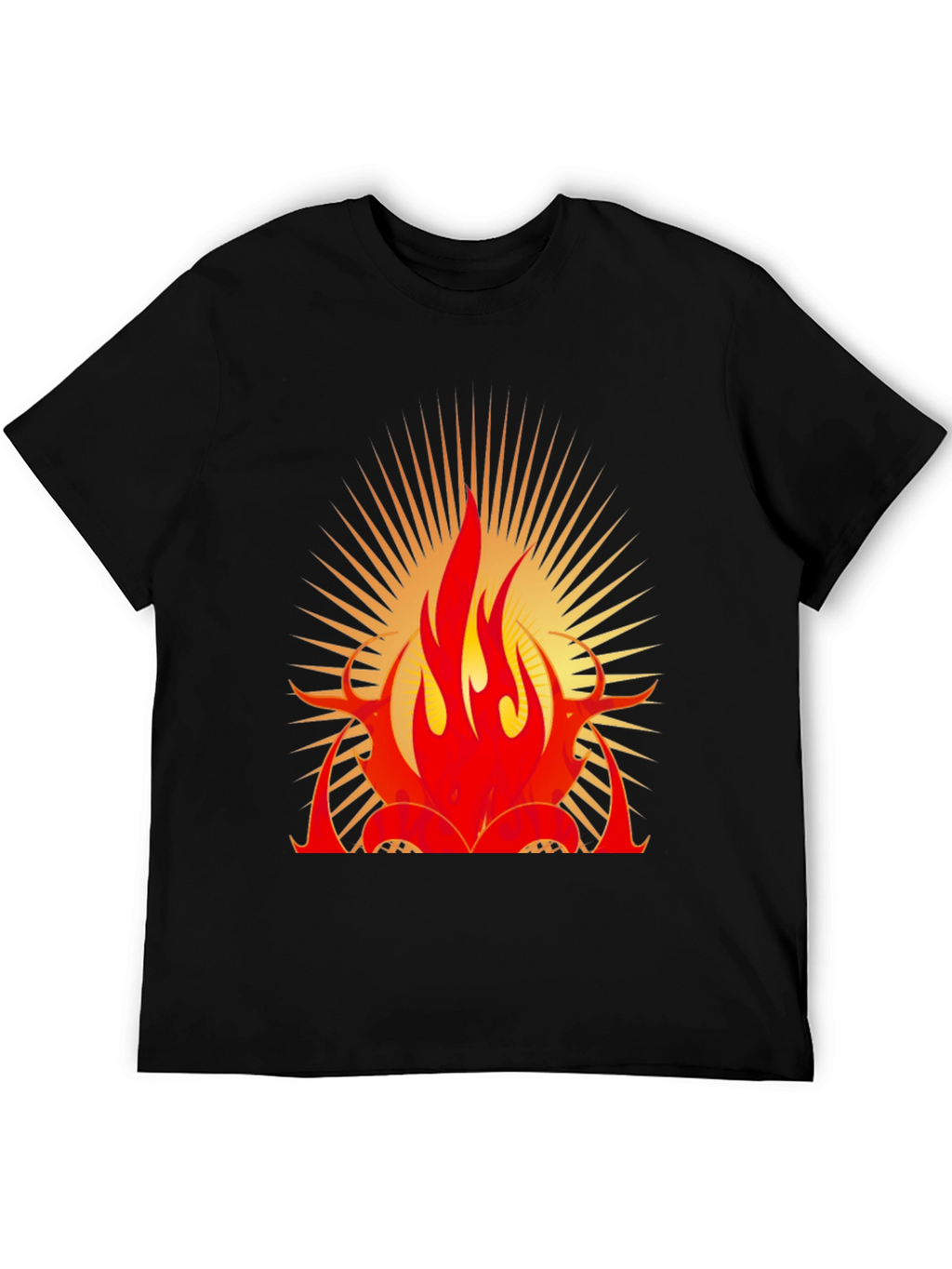 Bold Flame Graphic Black T-Shirt