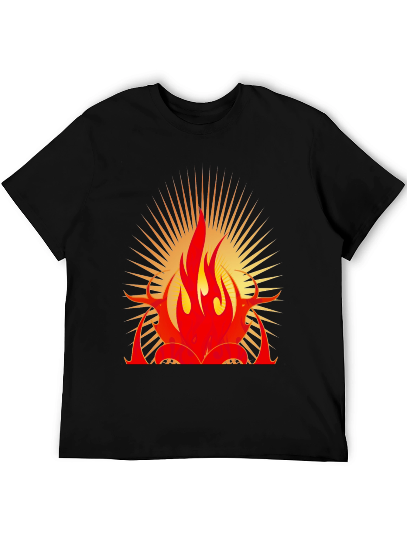Bold Flame Graphic Black T-Shirt