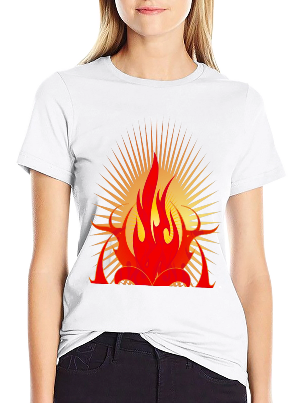 Bold Flame Graphic Black T-Shirt