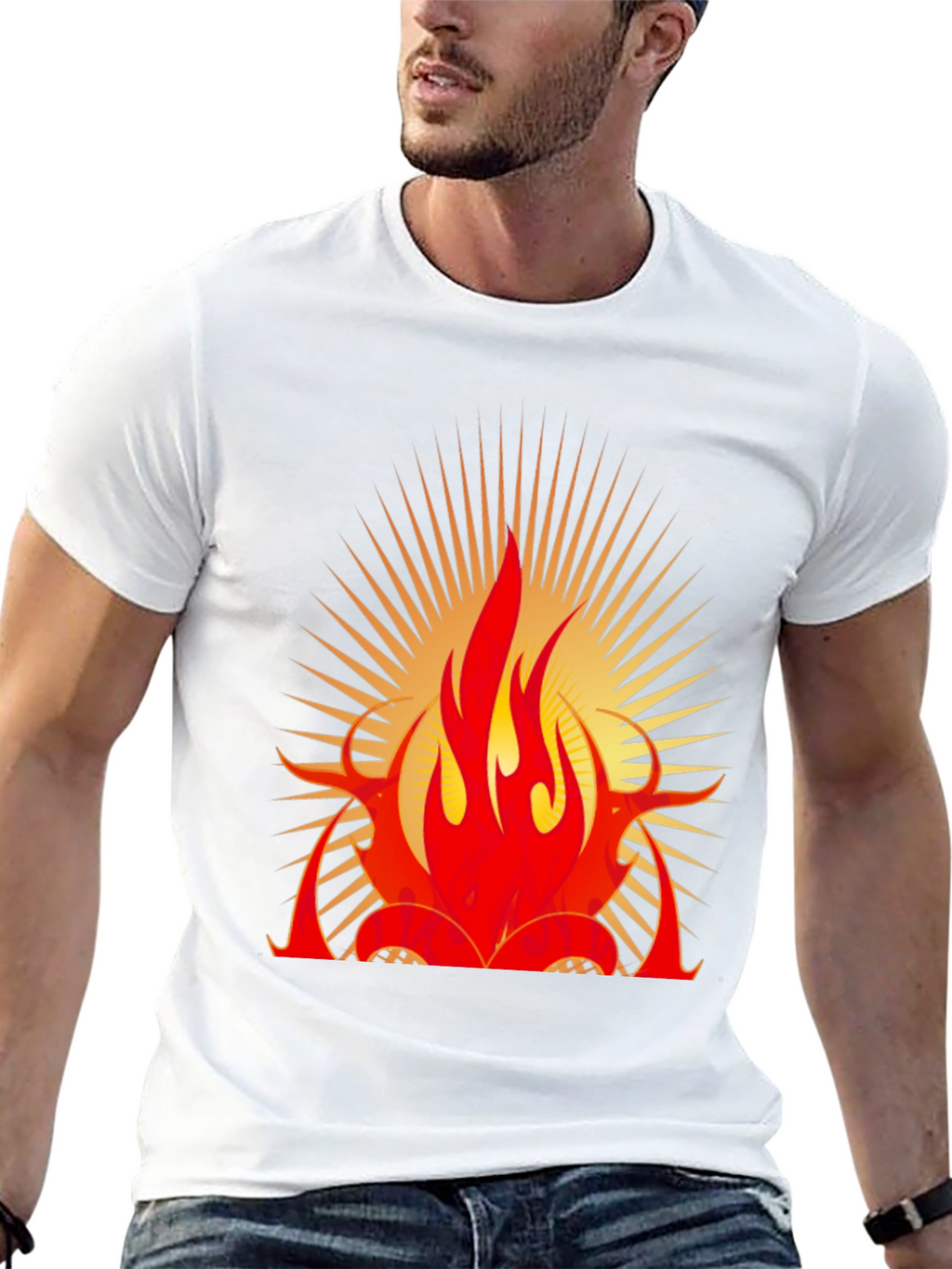 Bold Flame Graphic Black T-Shirt