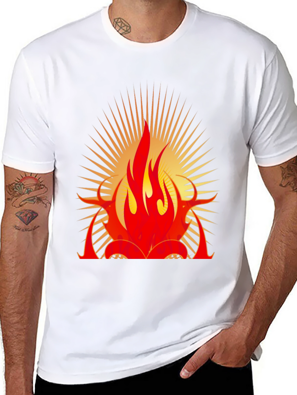 Bold Flame Graphic Black T-Shirt