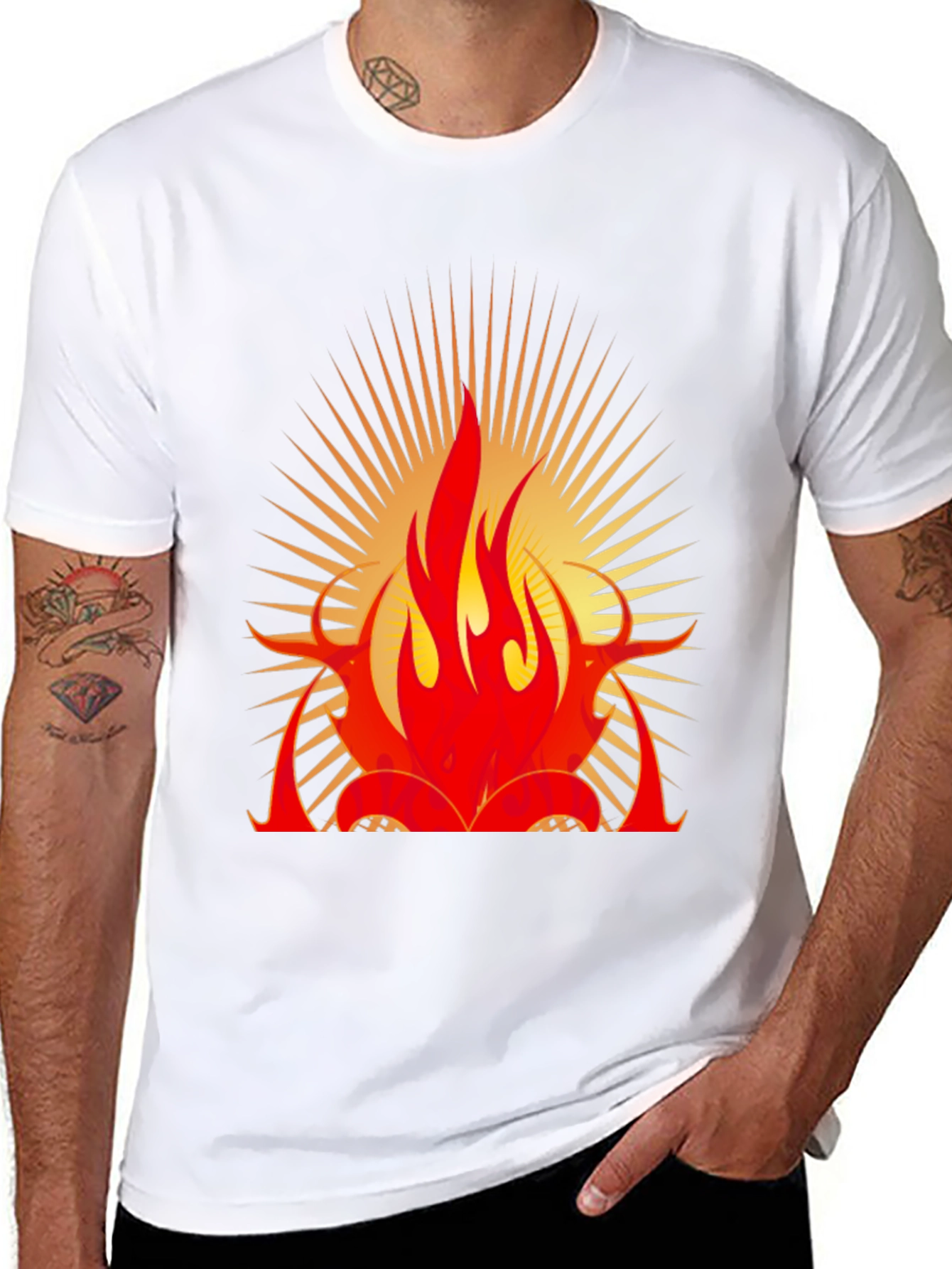 Bold Flame Graphic Black T-Shirt