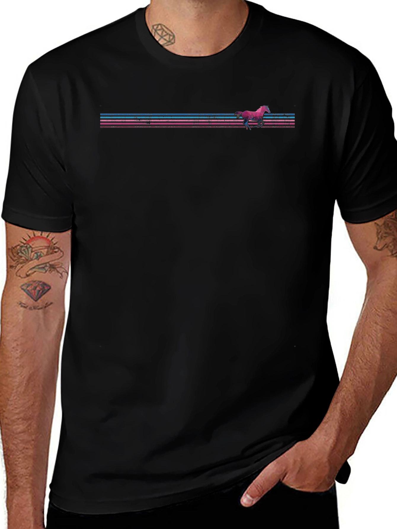 Retro Horse Graphic Tee - Black