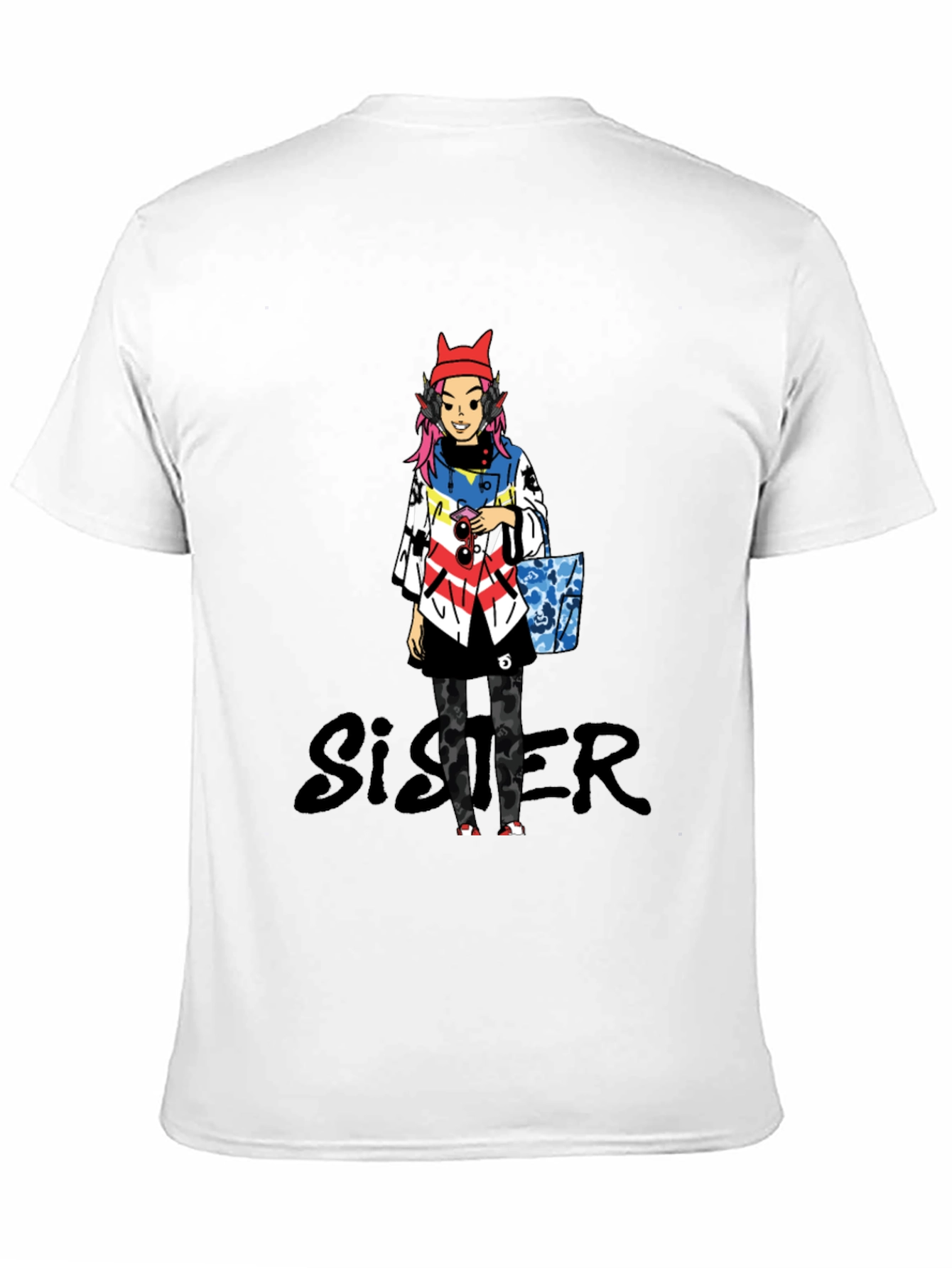 Anime Character Black T-Shirt - Sister Design