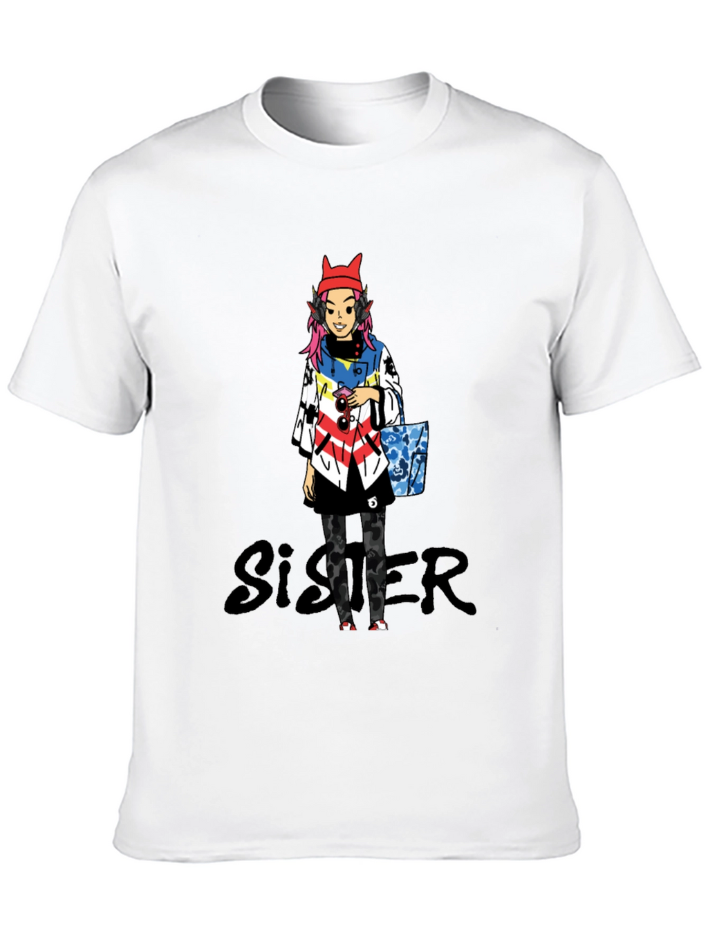 Anime Character Black T-Shirt - Sister Design