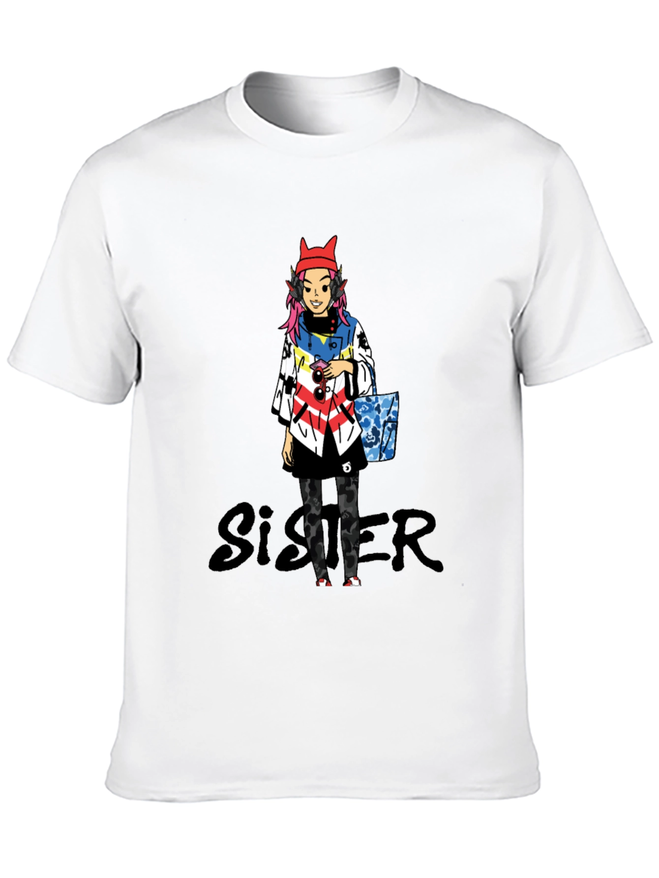 Anime Character Black T-Shirt - Sister Design